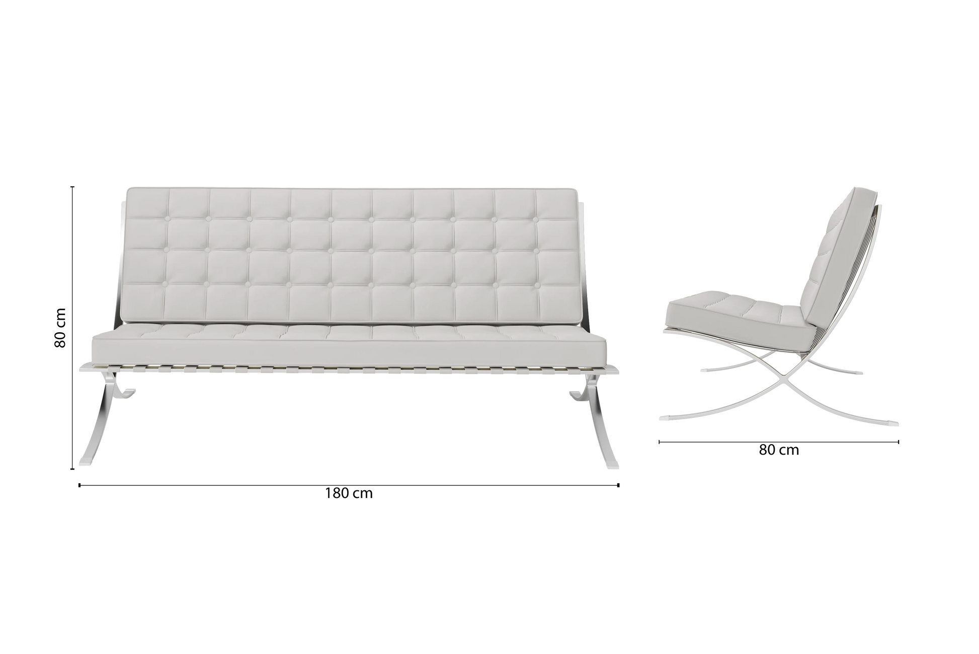 Catania 3 Seater Sofa White Leather