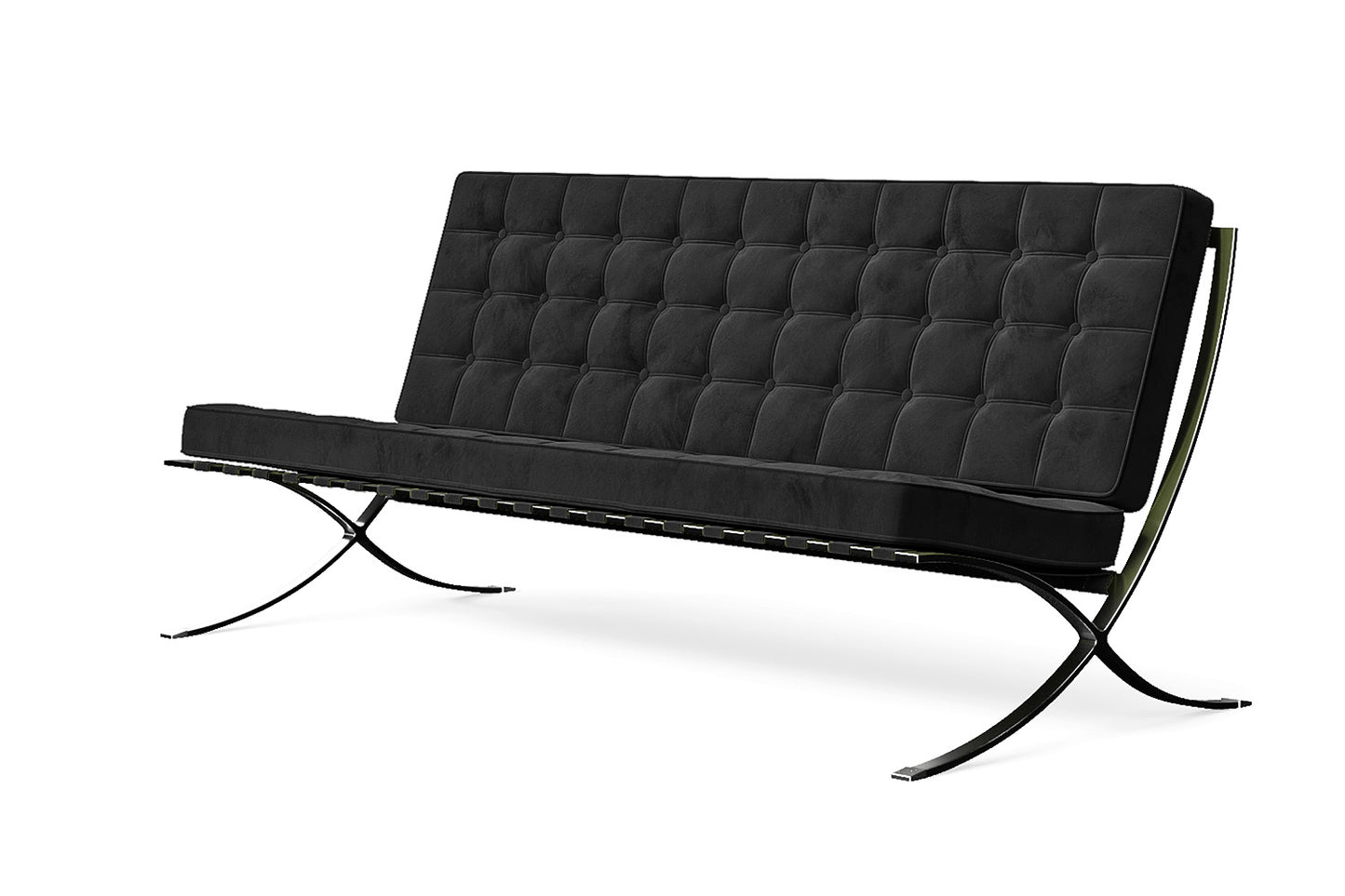 Catania 3 Seater Sofa Black Velvet