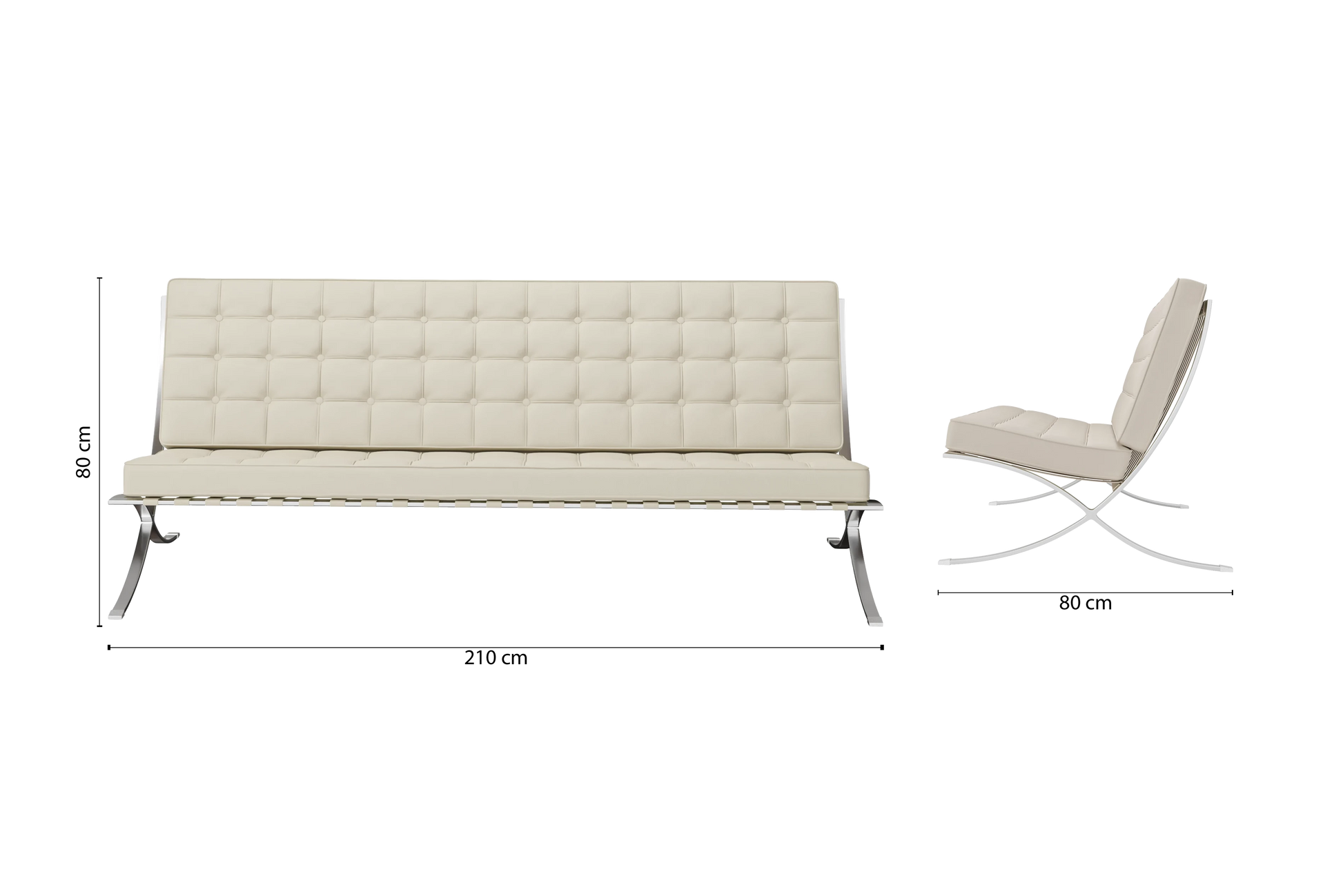 Catania 4 Seater Sofa Cream Leather