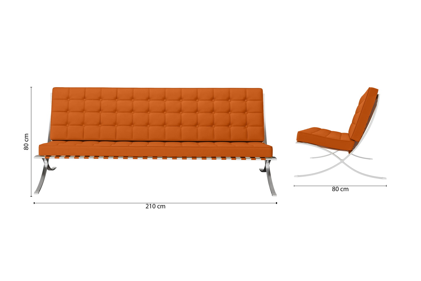 Catania 4 Seater Sofa Orange Leather