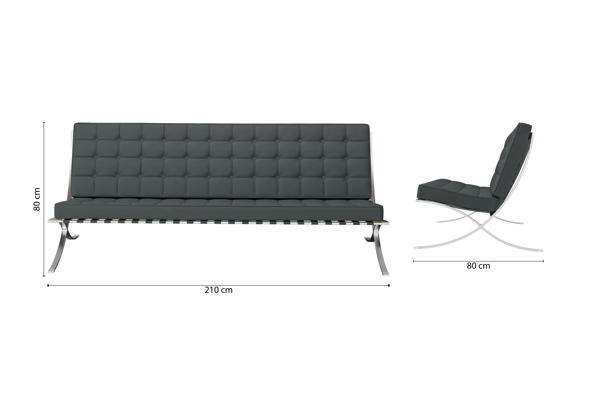 Catania 4 Seater Sofa Slate Leather