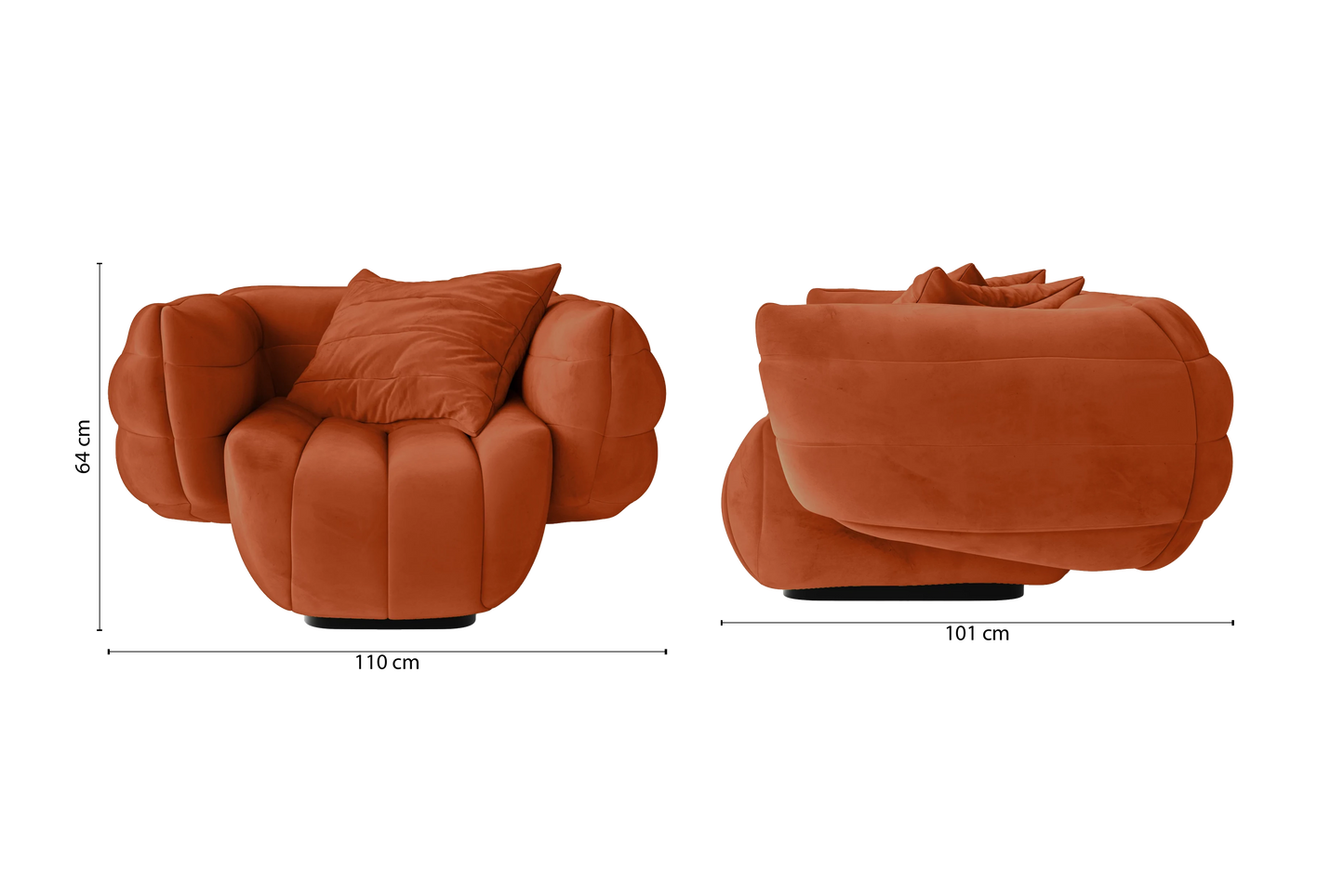 Cinisello Armchair Orange Velvet