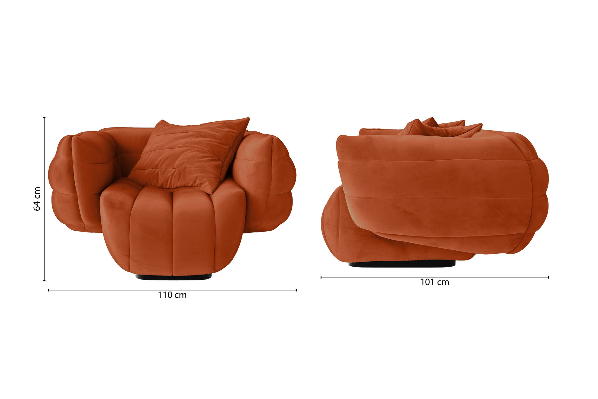 Cinisello Armchair Orange Velvet