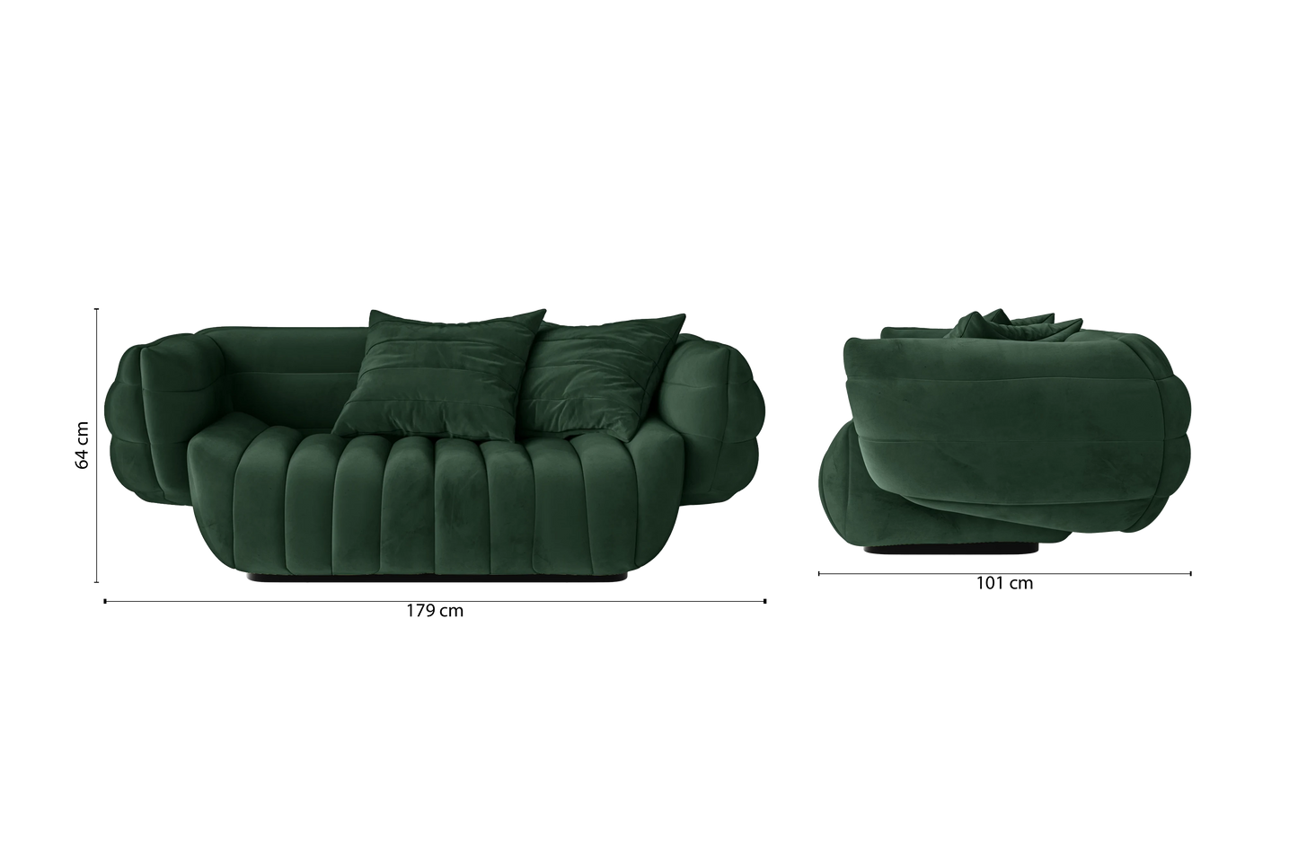 Cinisello 2 Seater Sofa Green Velvet