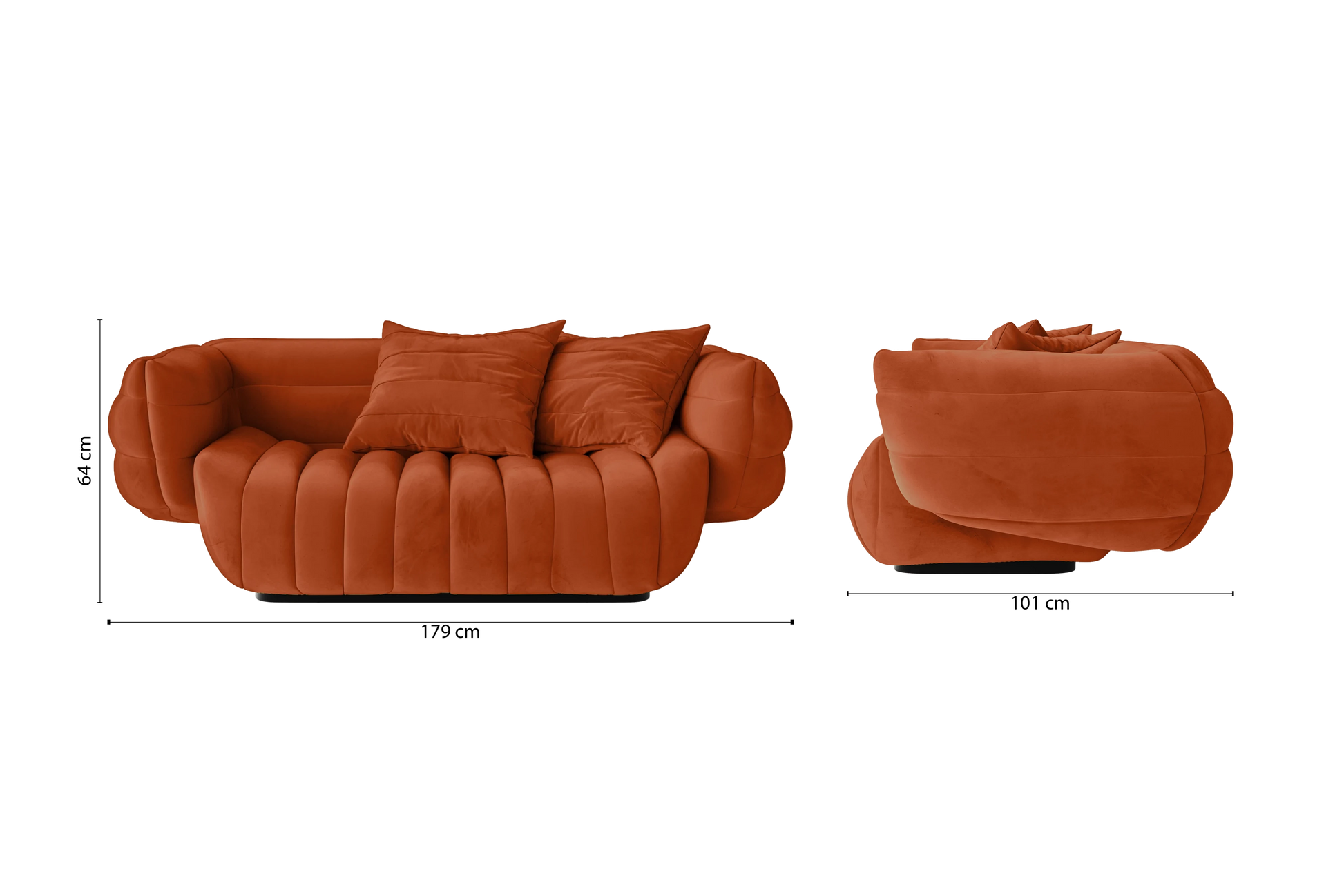 Cinisello 2 Seater Sofa Orange Velvet