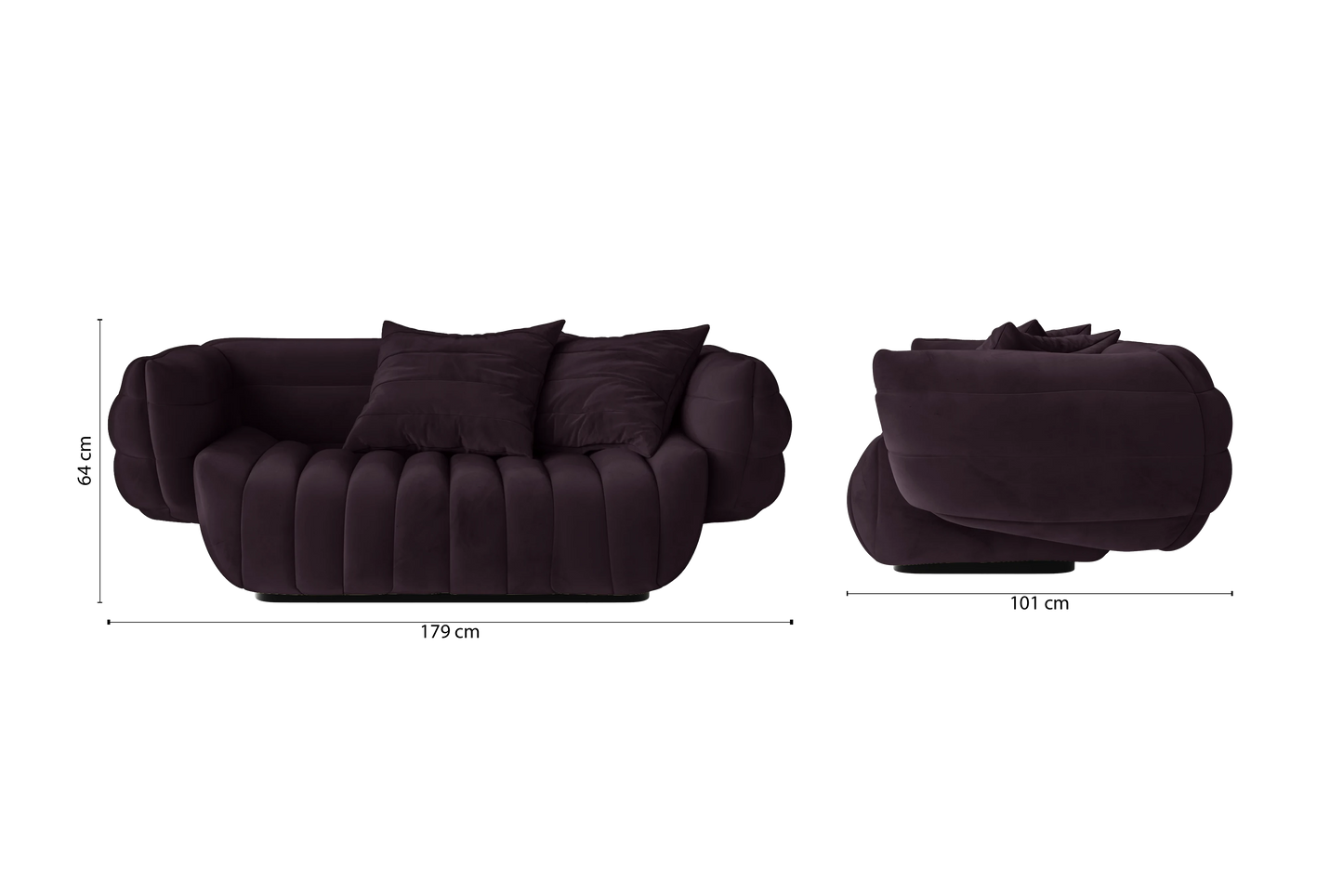 Cinisello 2 Seater Sofa Purple Velvet