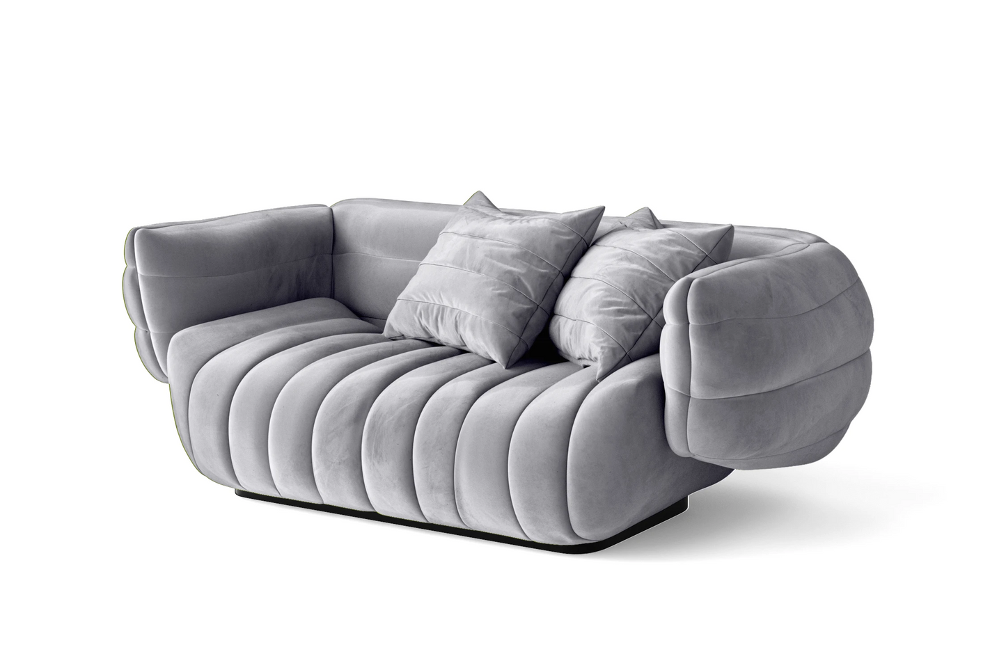 Cinisello 2 Seater Sofa Silver Velvet