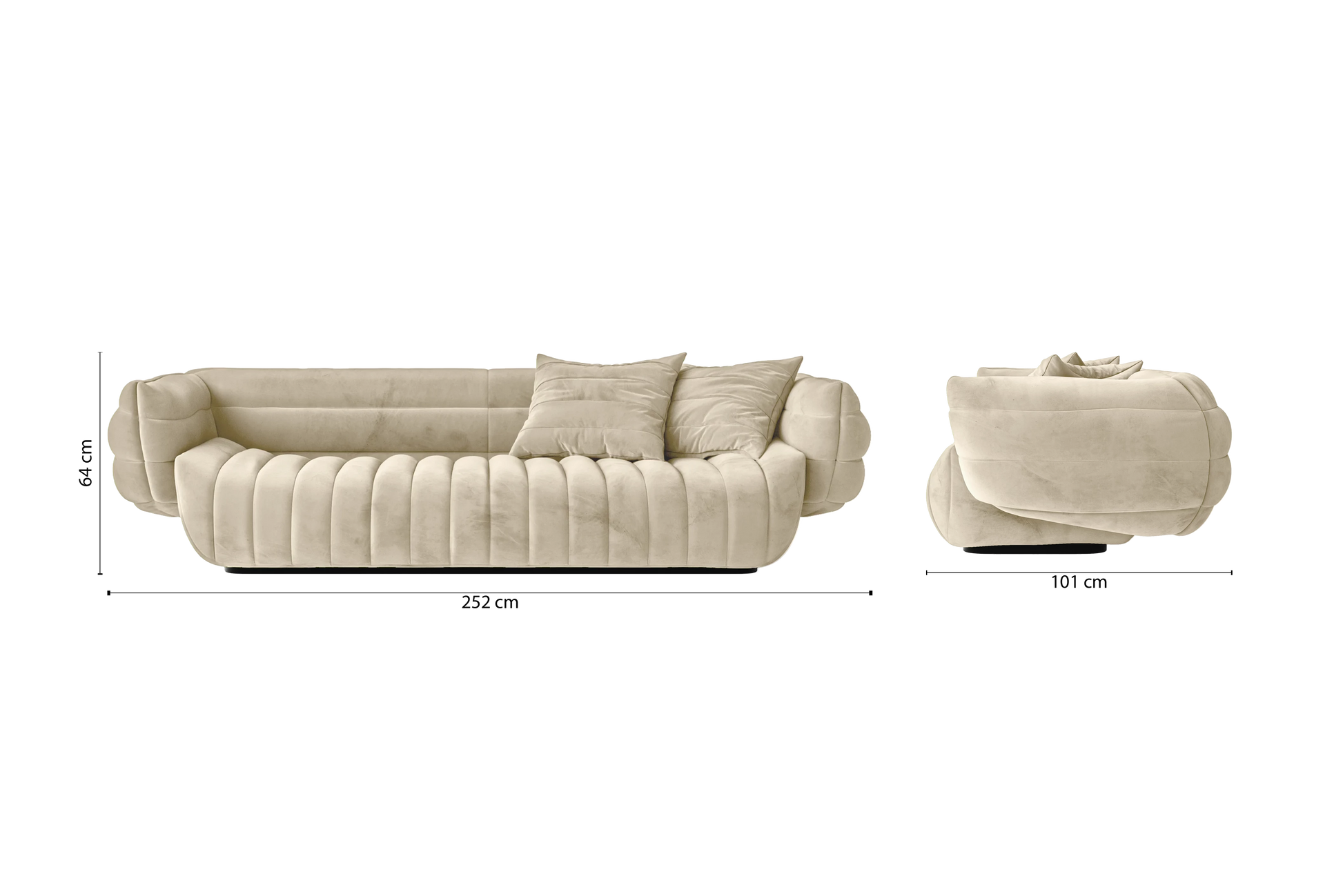 Cinisello 3 Seater Sofa Cream Velvet