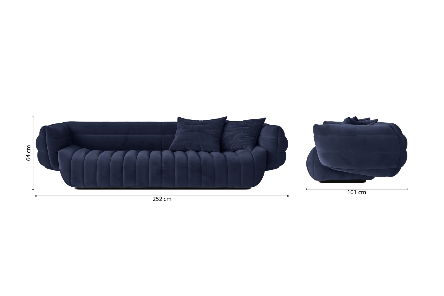 Cinisello 3 Seater Sofa Dark Blue Velvet