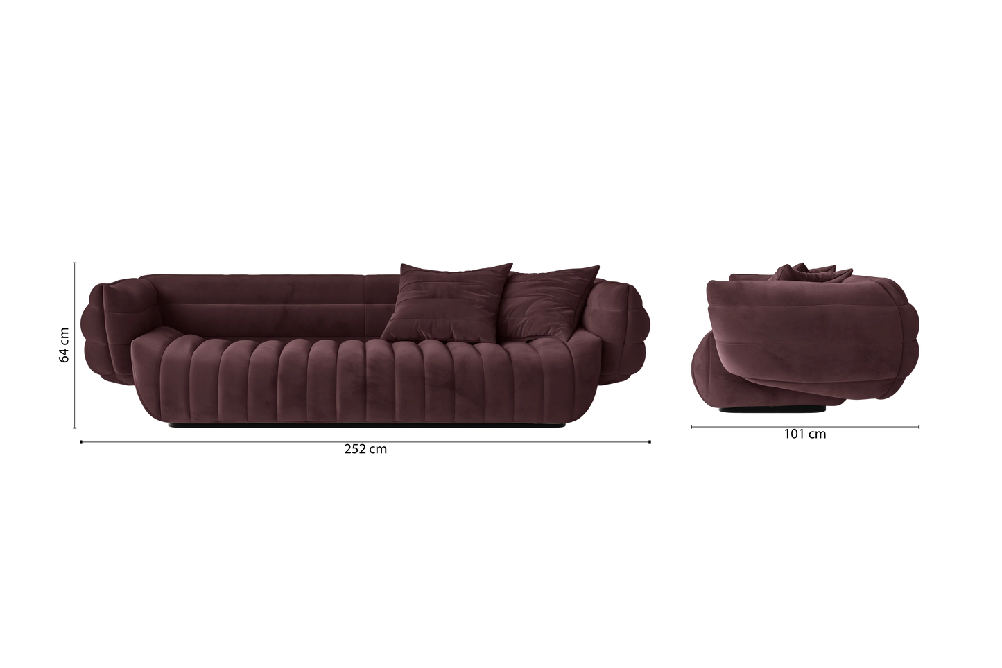 Cinisello 3 Seater Sofa Grape Velvet