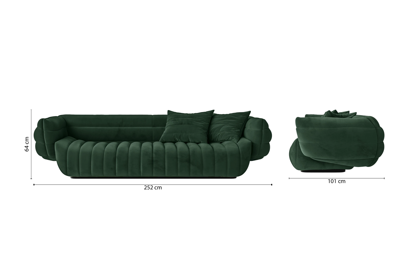 Cinisello 3 Seater Sofa Green Velvet