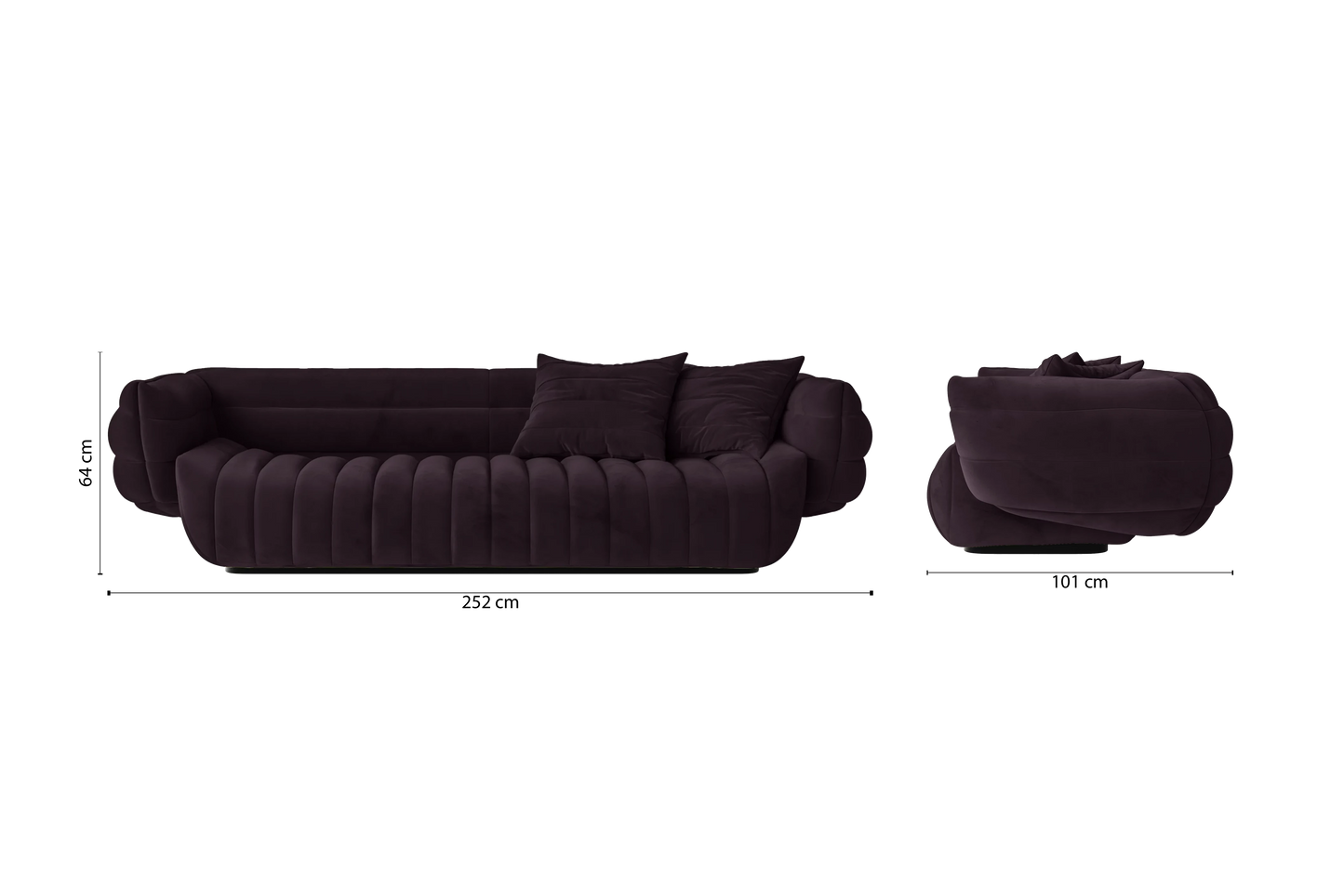 Cinisello 3 Seater Sofa Purple Velvet