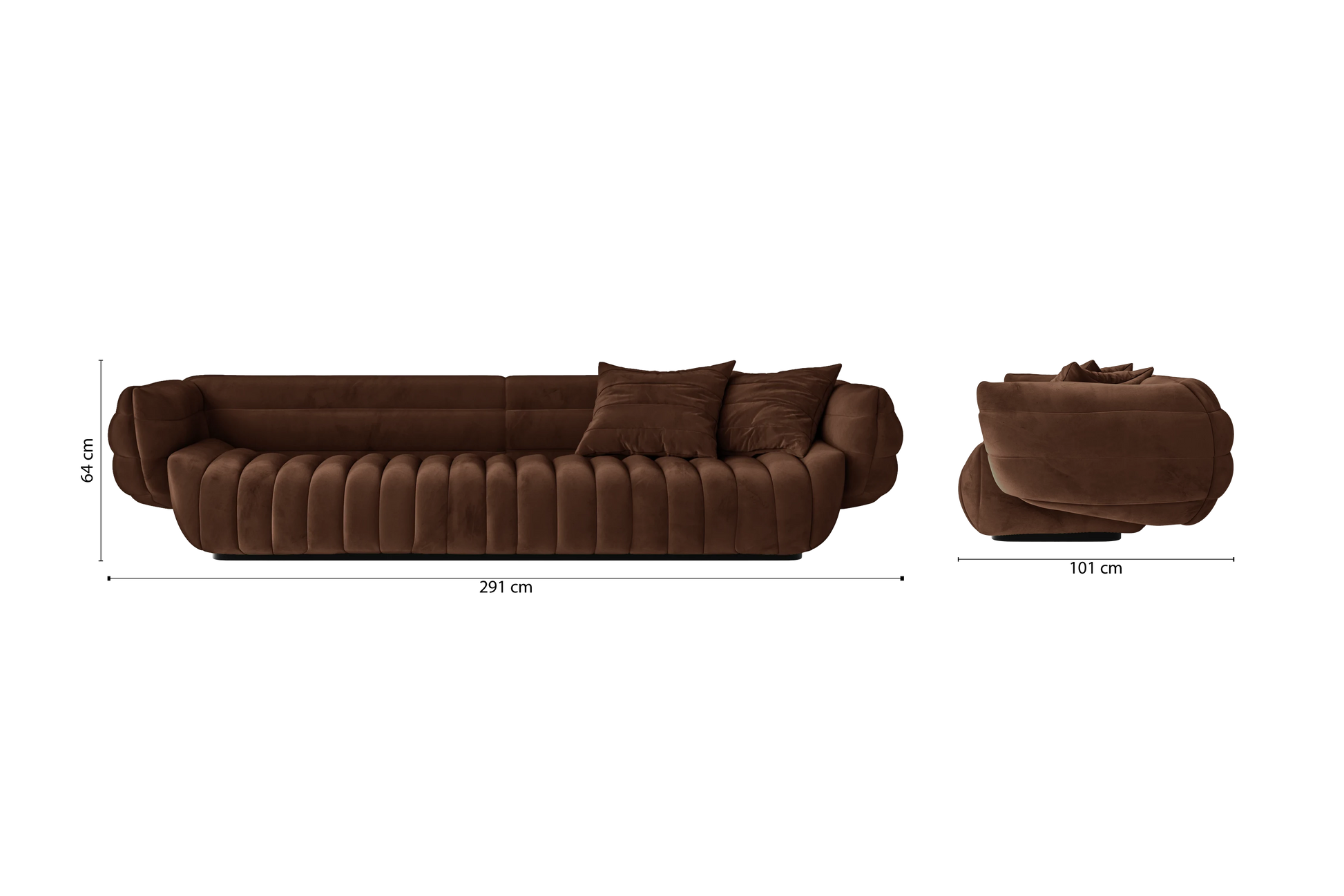 Cinisello 4 Seater Sofa Coffee Brown Velvet