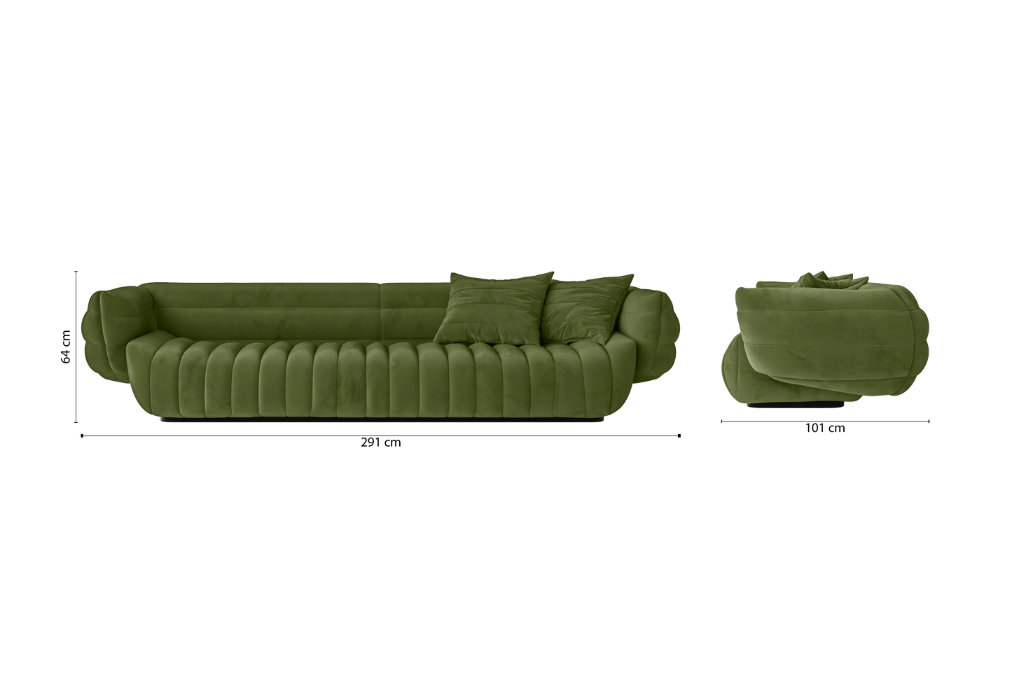 Cinisello 4 Seater Sofa Lime Velvet