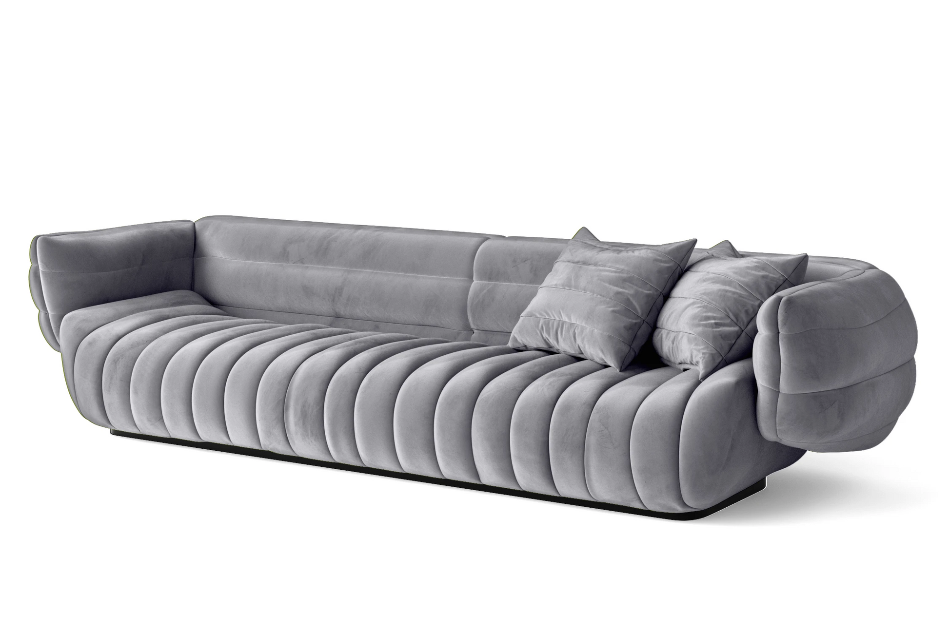 Cinisello 4 Seater Sofa Silver Velvet