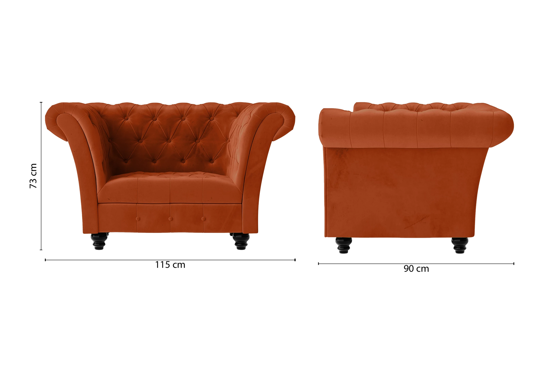 Civita Armchair Orange Velvet