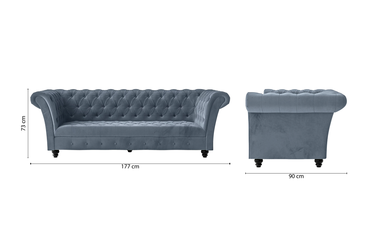 Civita 2 Seater Sofa Baby Blue Velvet