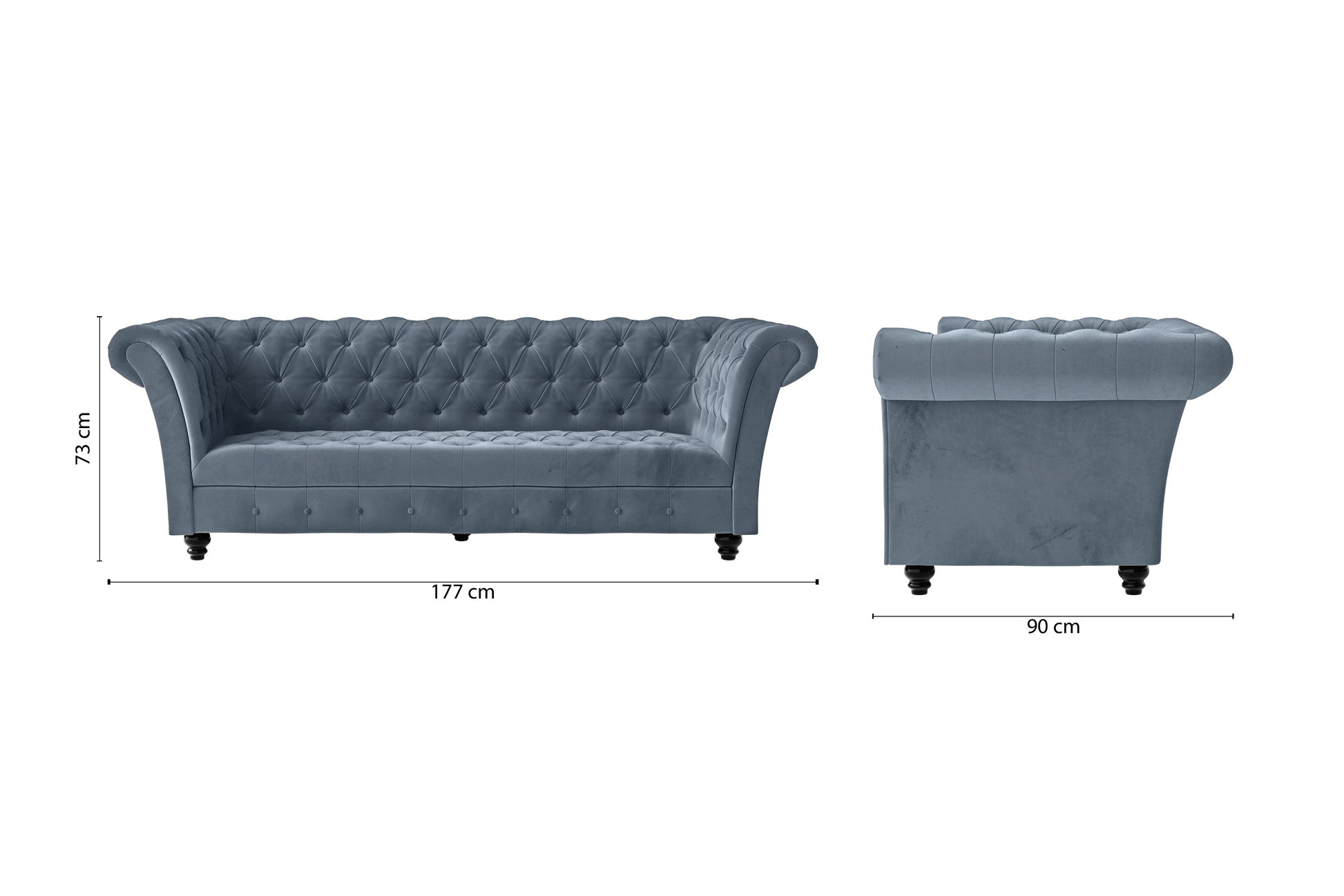 Civita 2 Seater Sofa Baby Blue Velvet