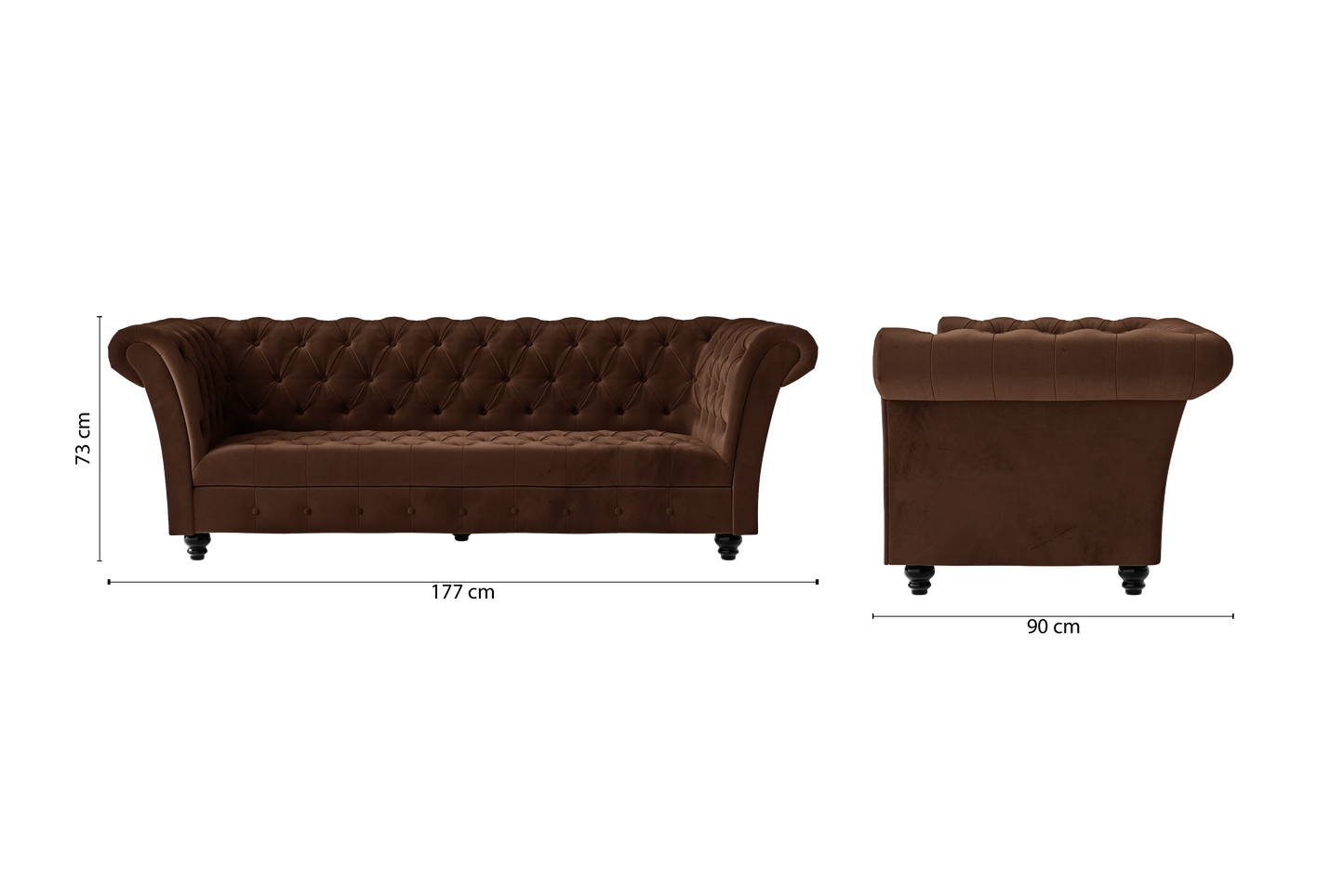 Civita 2 Seater Sofa Coffee Brown Velvet