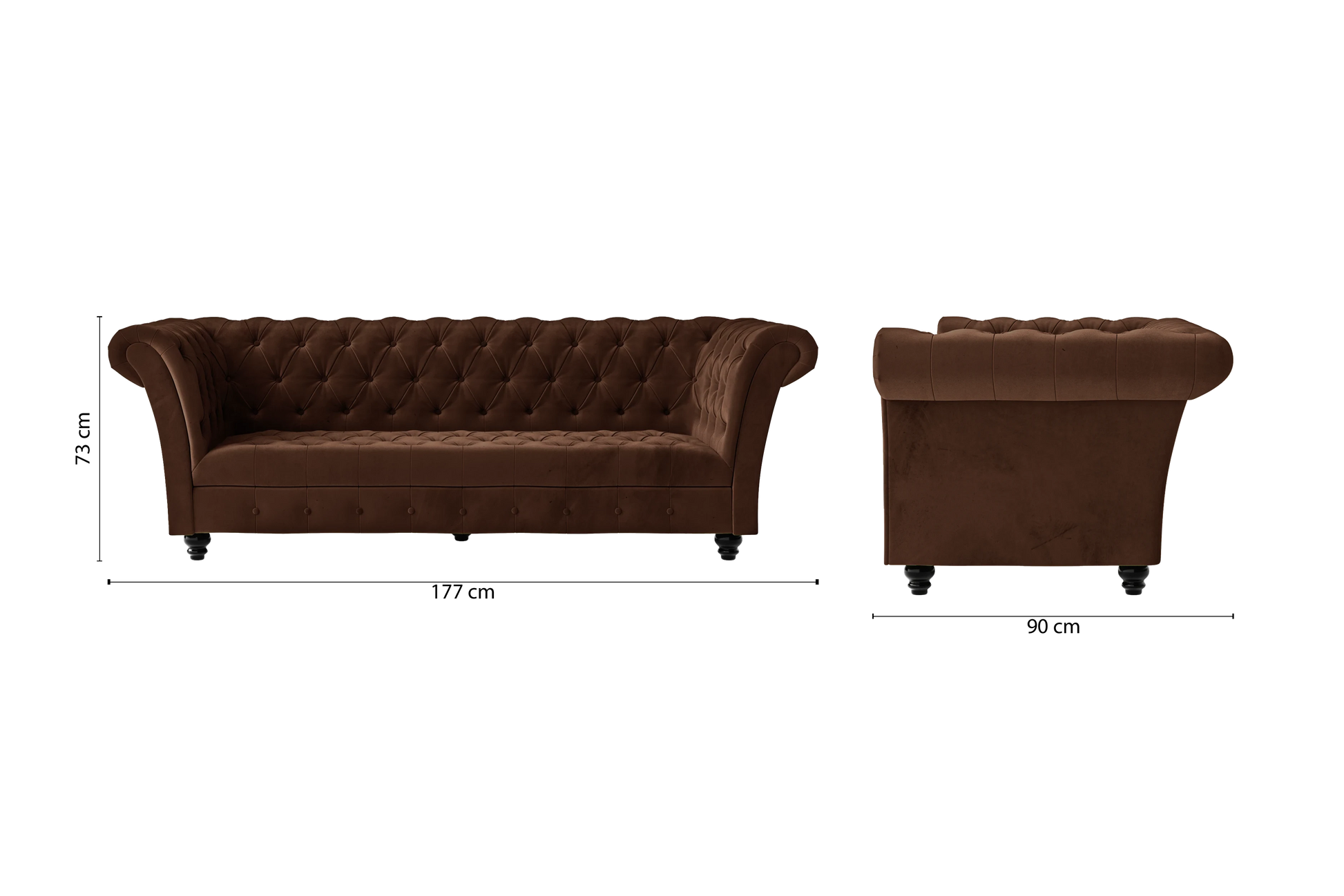 Civita 2 Seater Sofa Coffee Brown Velvet