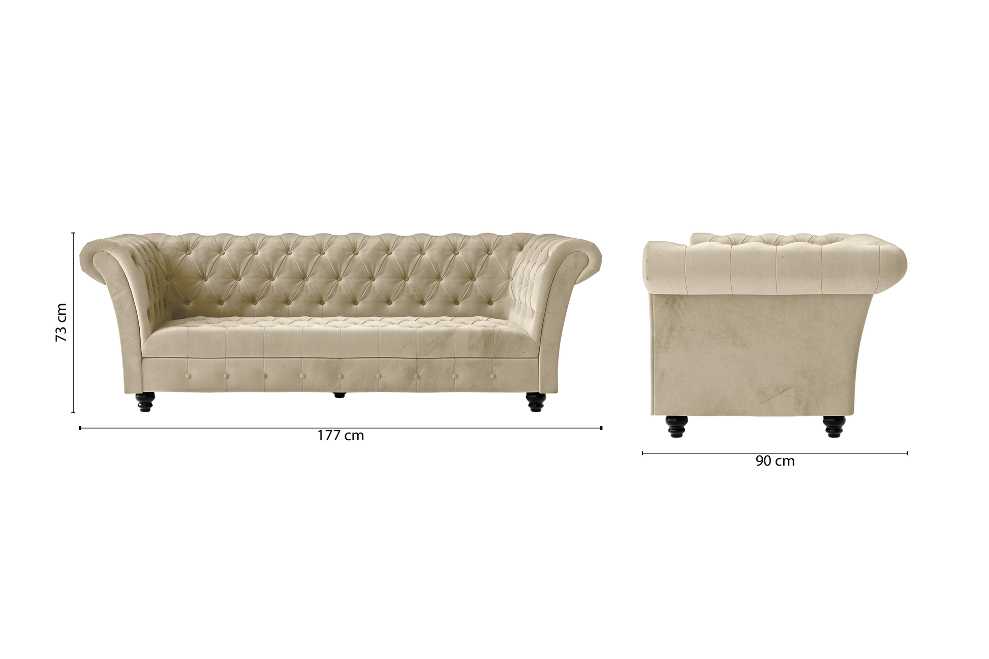 Civita 2 Seater Sofa Cream Velvet