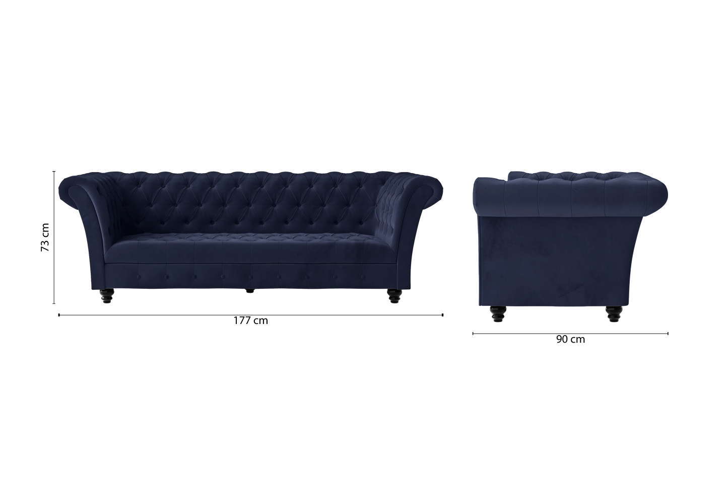 Civita 2 Seater Sofa Dark Blue Velvet