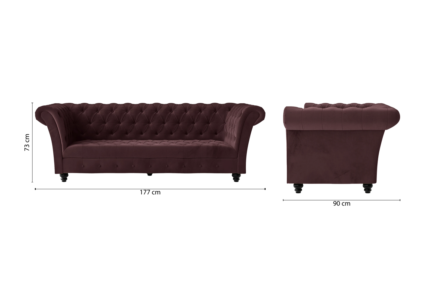 Civita 2 Seater Sofa Grape Velvet