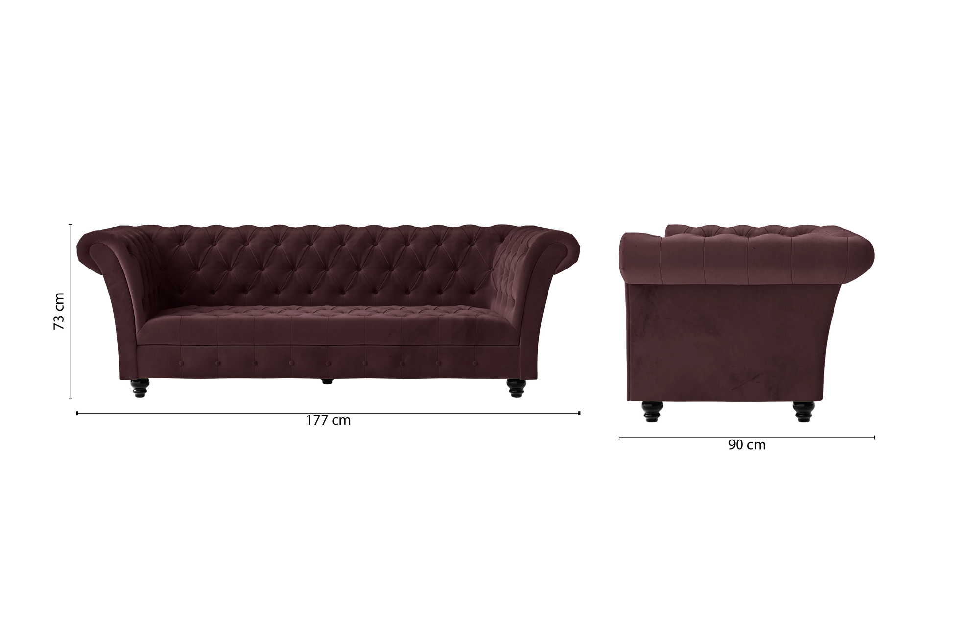 Civita 2 Seater Sofa Grape Velvet