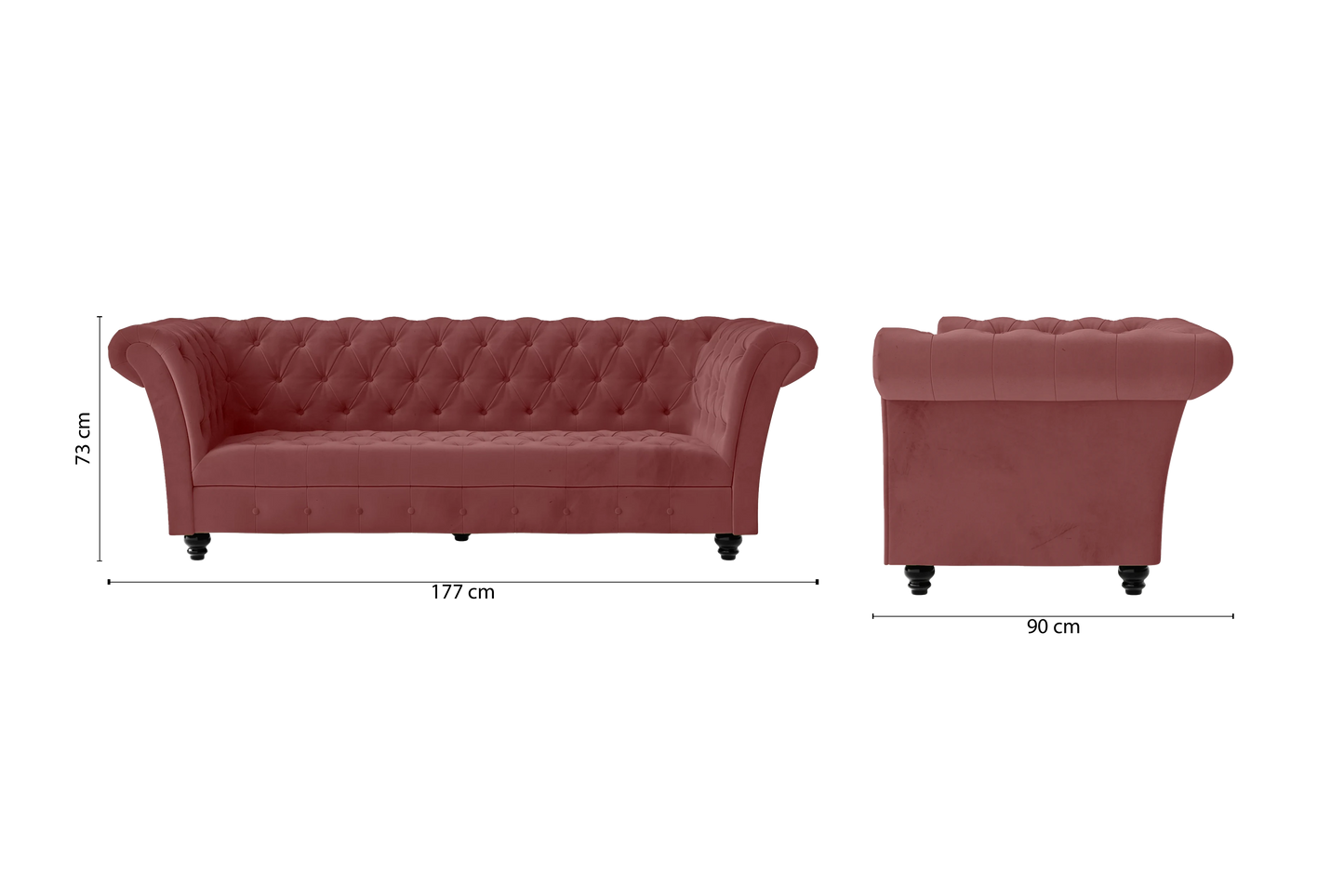 Civita 2 Seater Sofa Pink Velvet