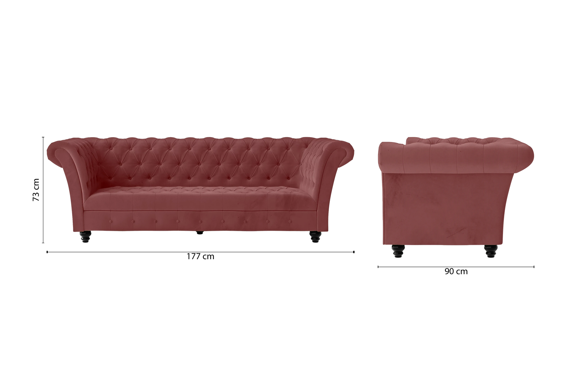 Civita 2 Seater Sofa Pink Velvet