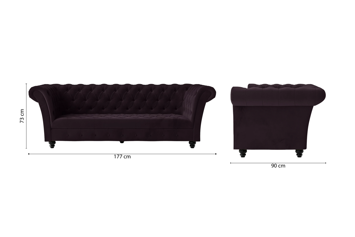 Civita 2 Seater Sofa Purple Velvet