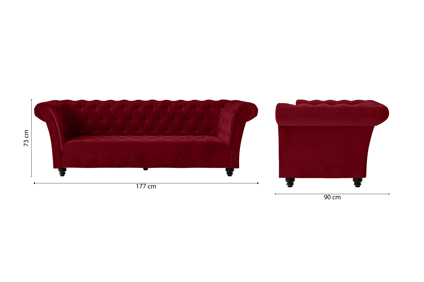 Civita 2 Seater Sofa Red Velvet