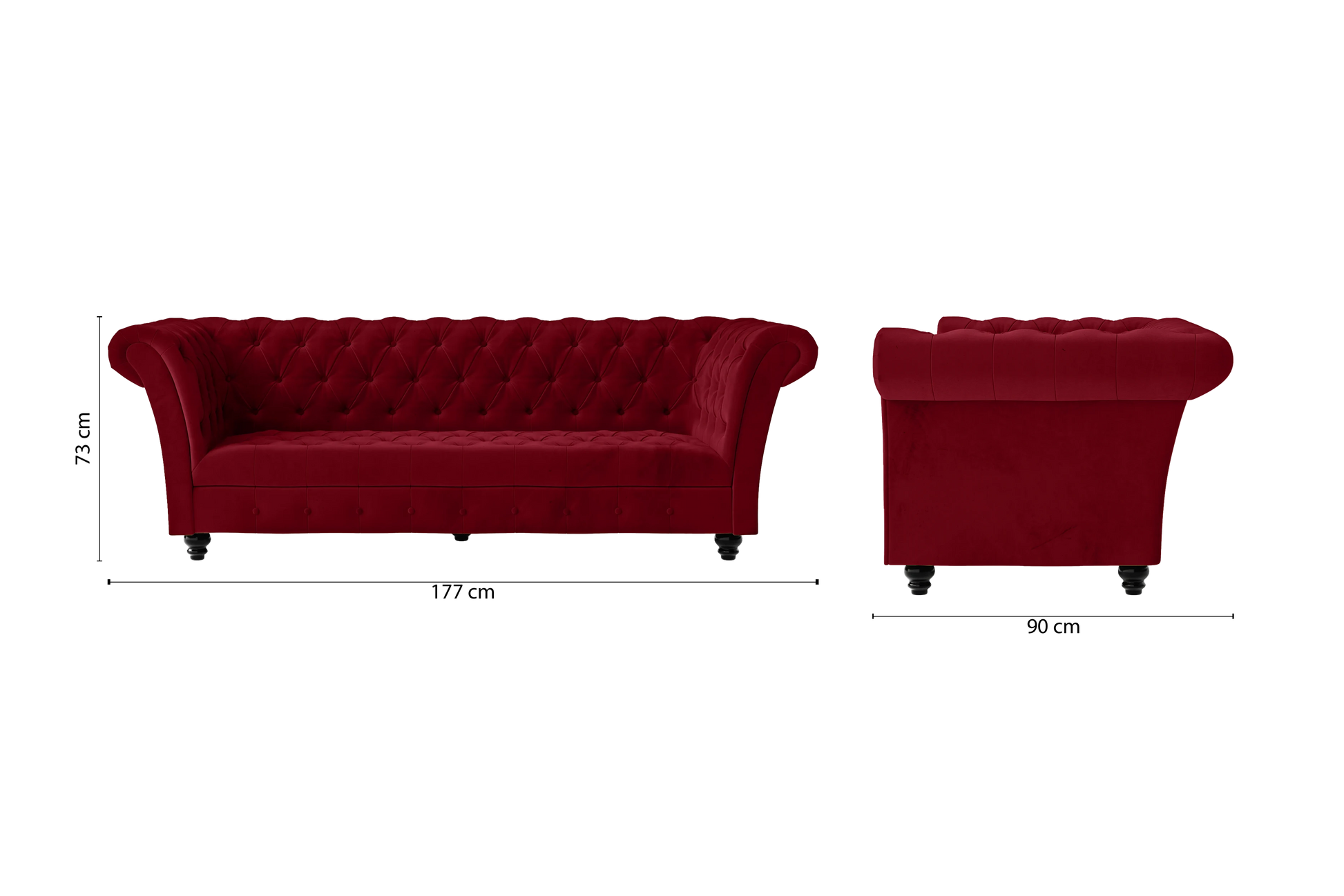 Civita 2 Seater Sofa Red Velvet