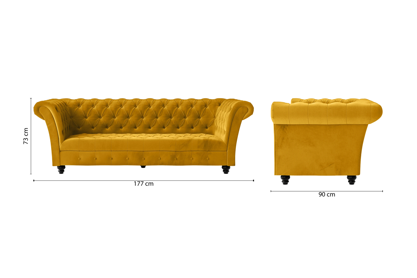 Civita 2 Seater Sofa Yellow Velvet