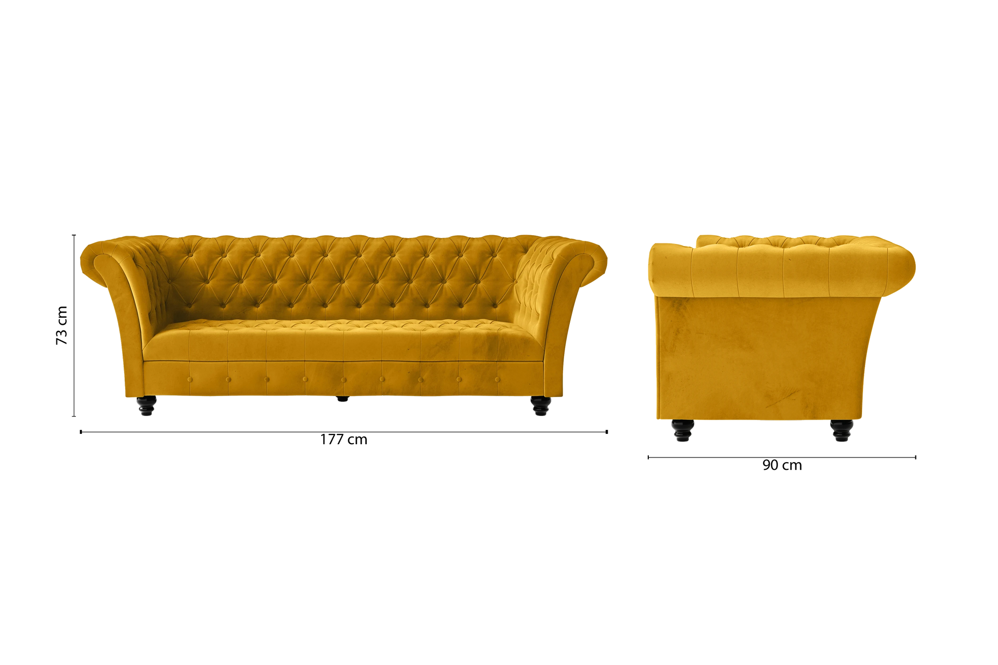 Civita 2 Seater Sofa Yellow Velvet