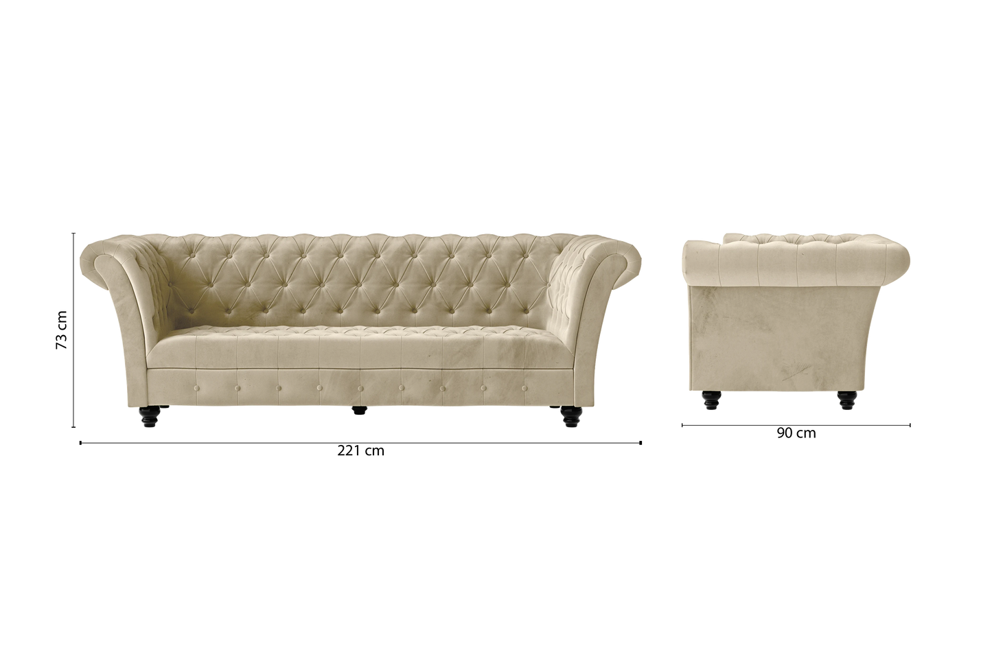 Civita 3 Seater Sofa Cream Velvet