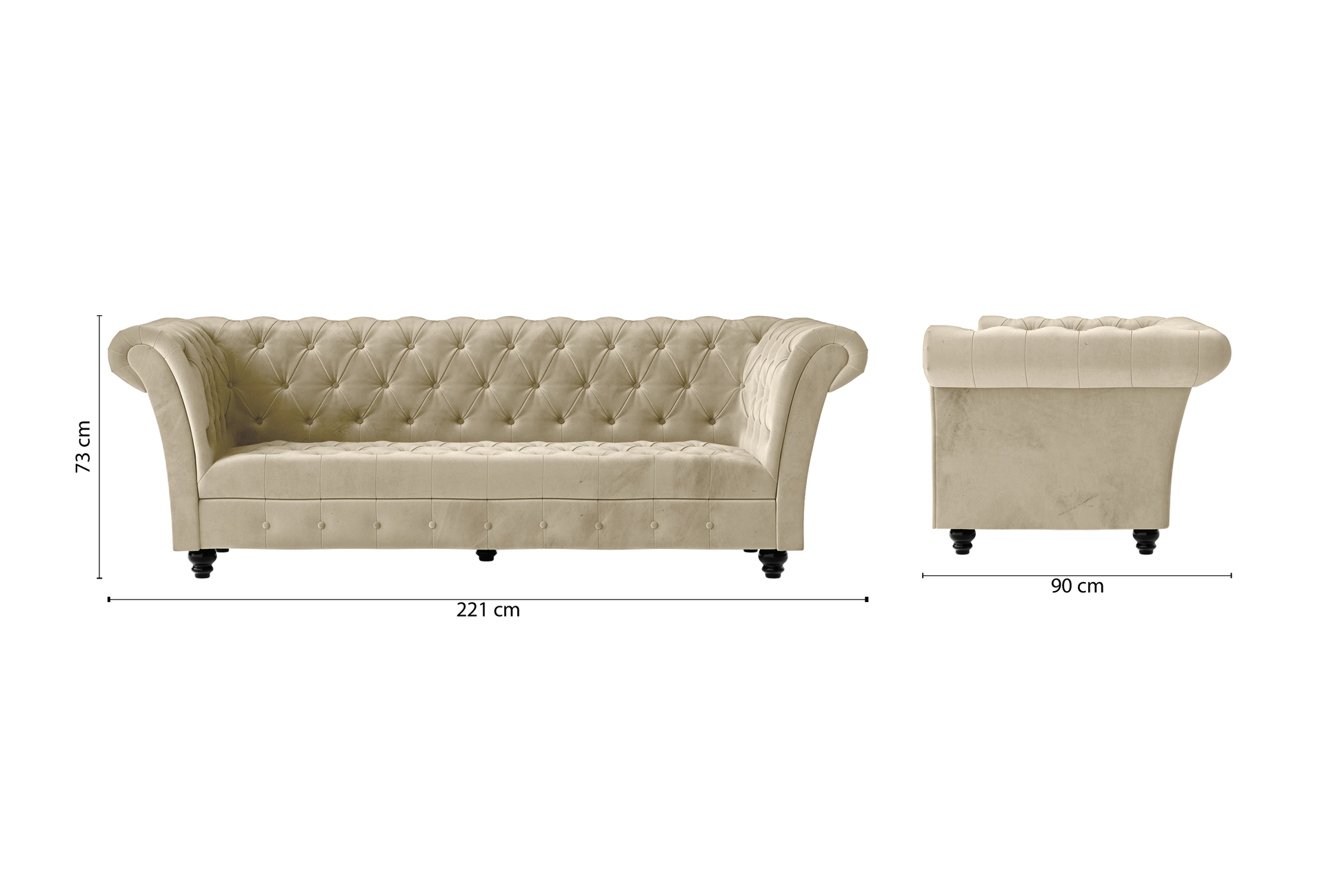 Civita 3 Seater Sofa Cream Velvet