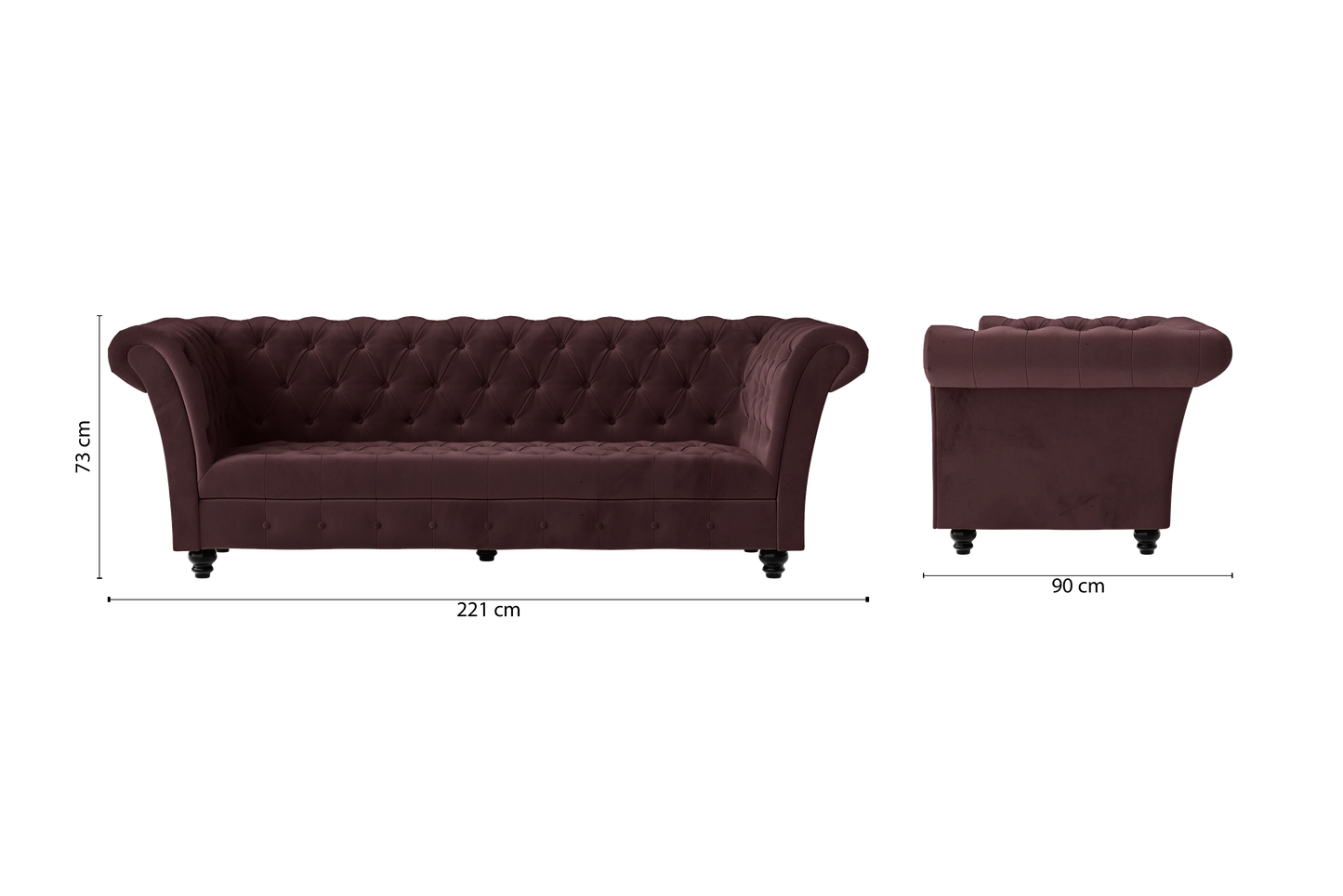 Civita 3 Seater Sofa Grape Velvet