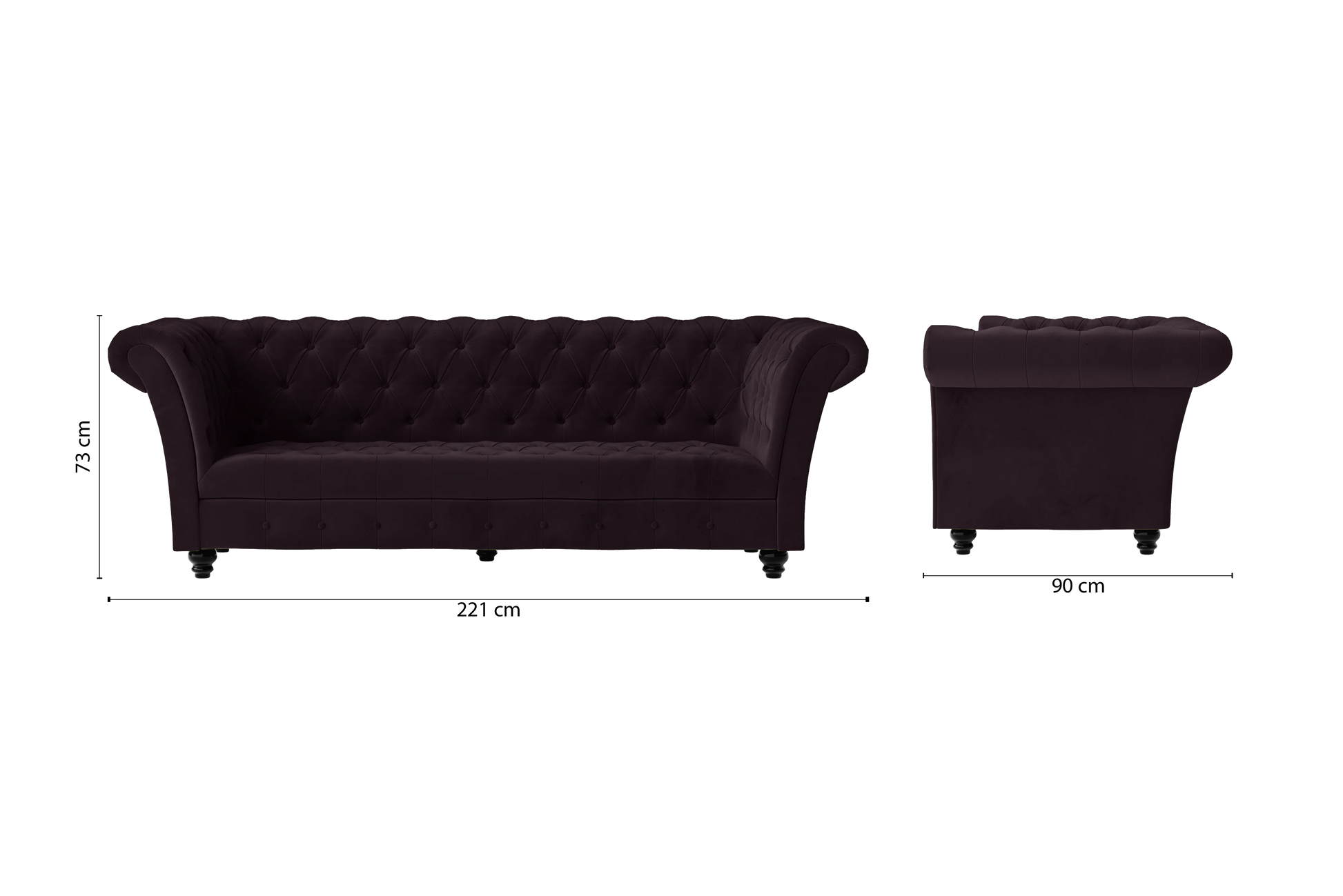 Civita 3 Seater Sofa Purple Velvet