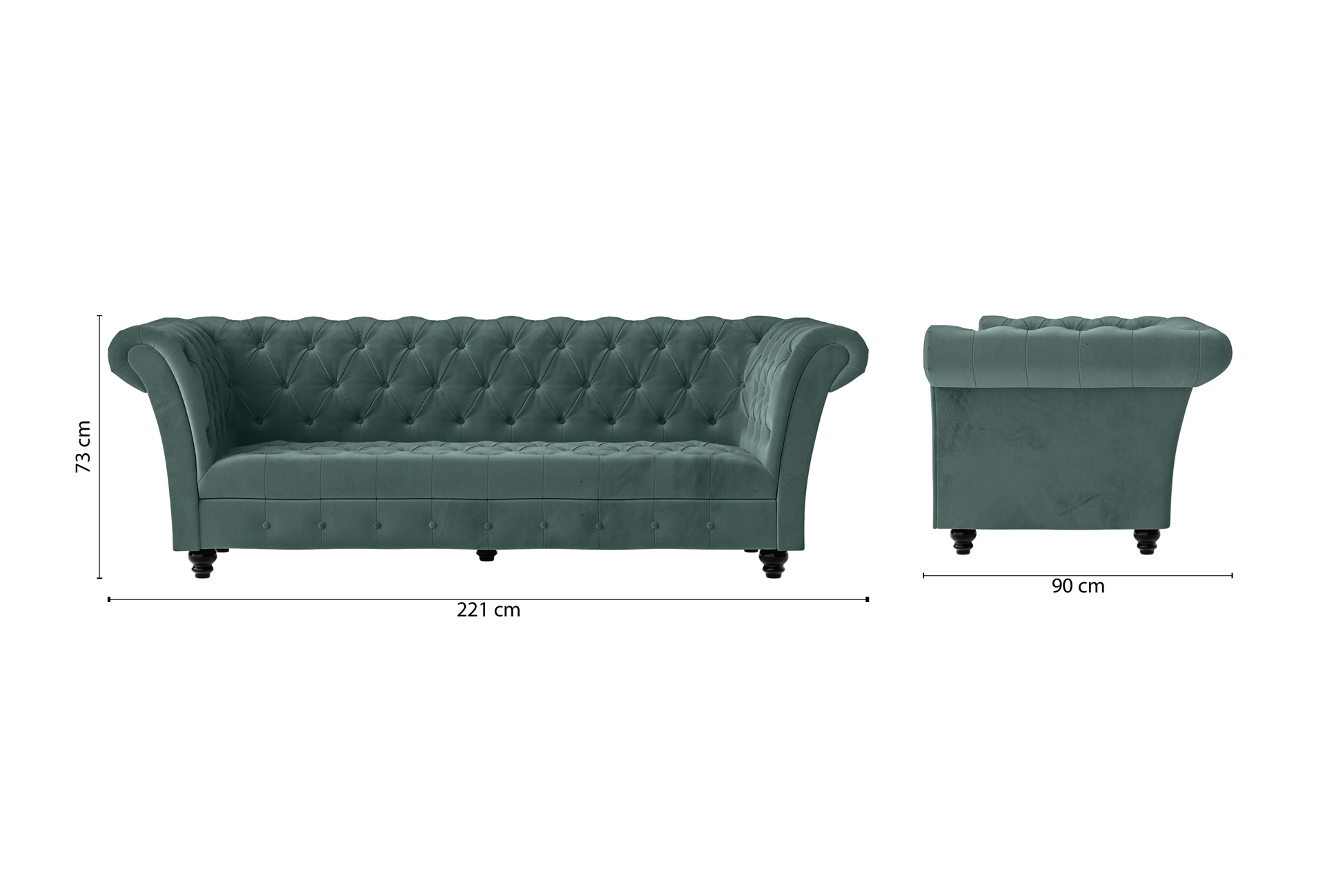 Civita 3 Seater Sofa Teal Velvet