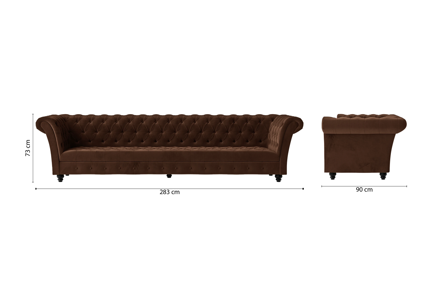 Civita 4 Seater Sofa Coffee Brown Velvet