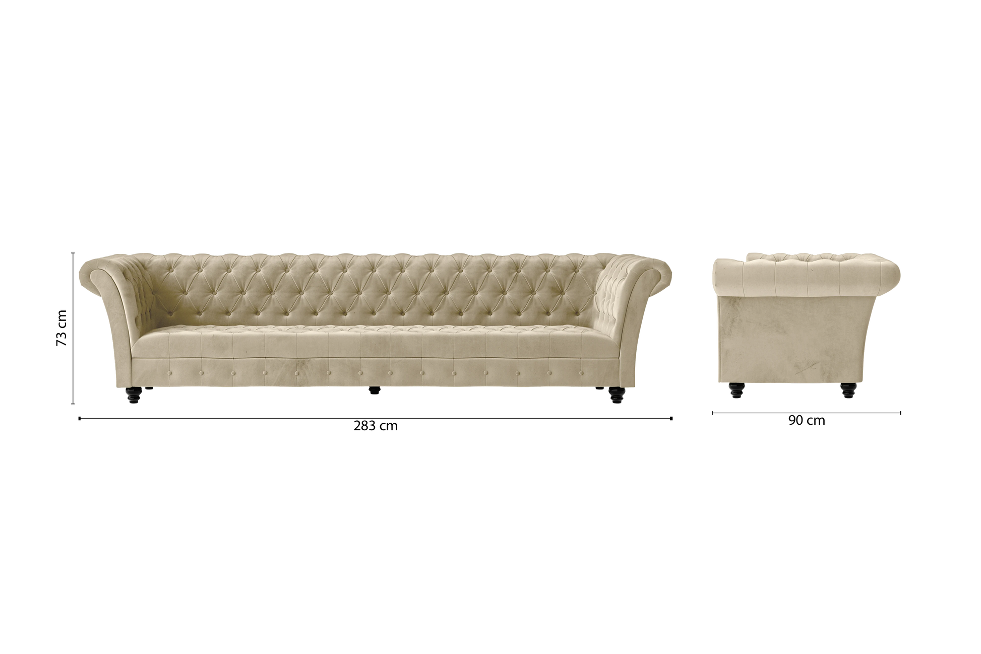 Civita 4 Seater Sofa Cream Velvet