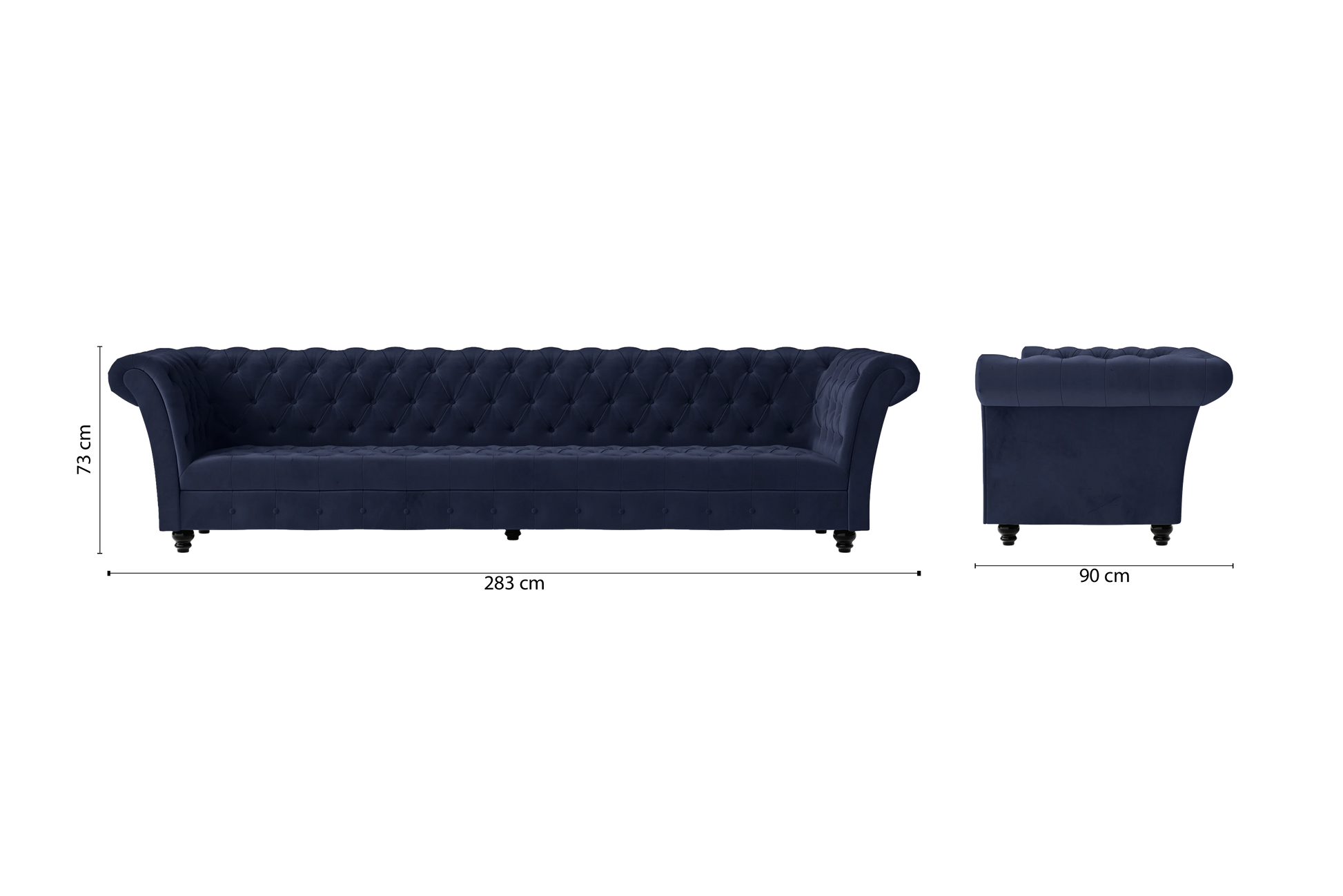 Civita 4 Seater Sofa Dark Blue Velvet