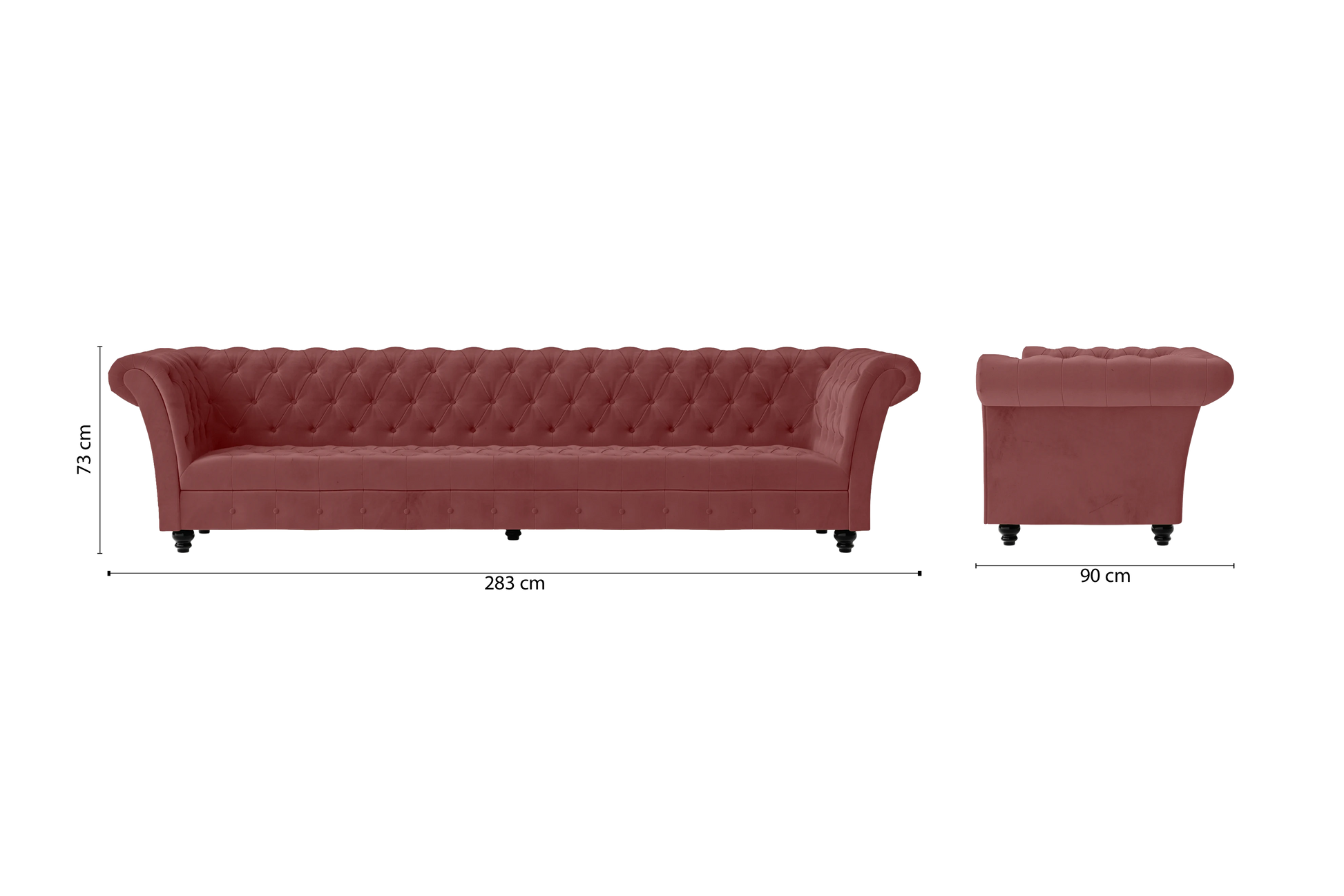 Civita 4 Seater Sofa Pink Velvet