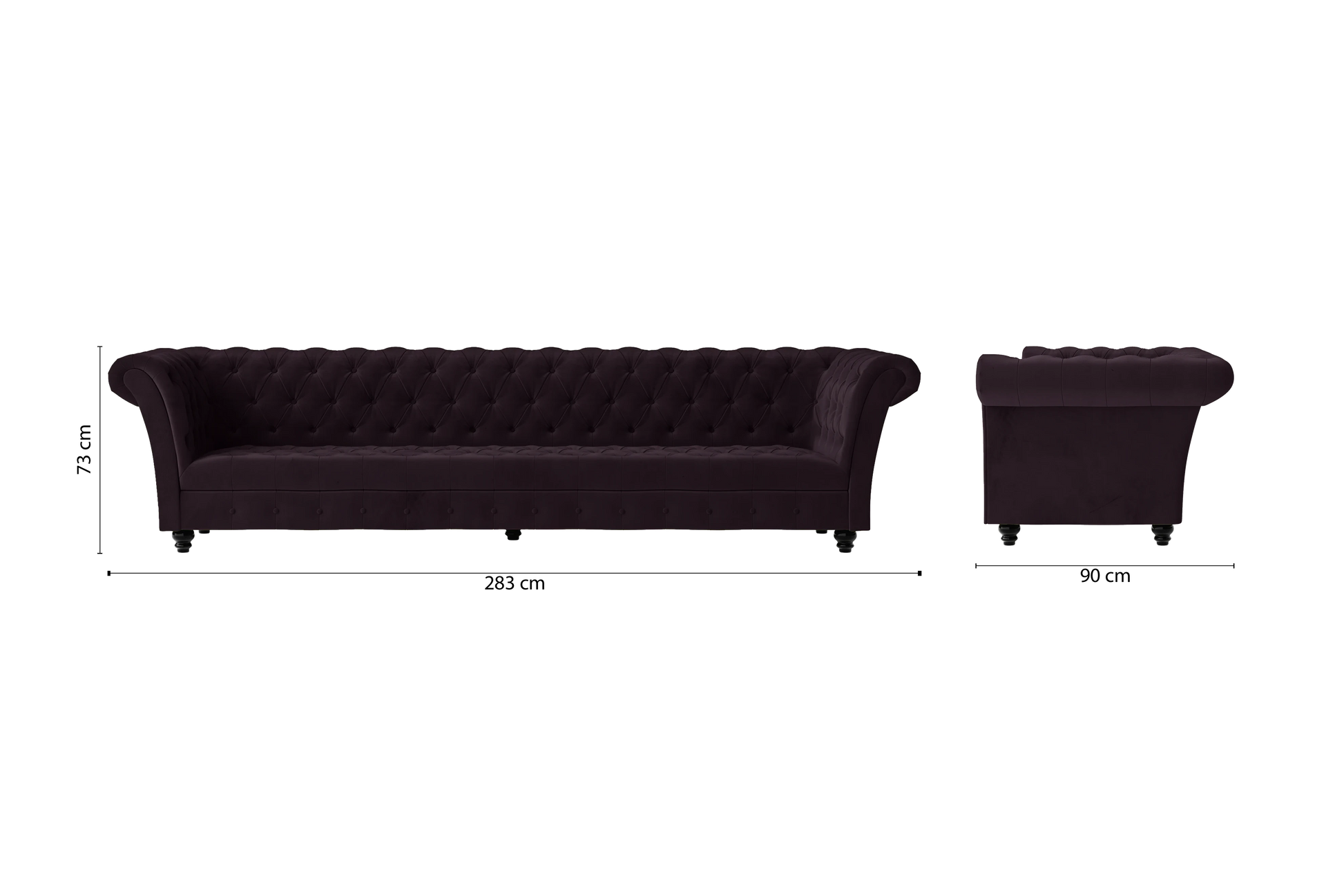 Civita 4 Seater Sofa Purple Velvet