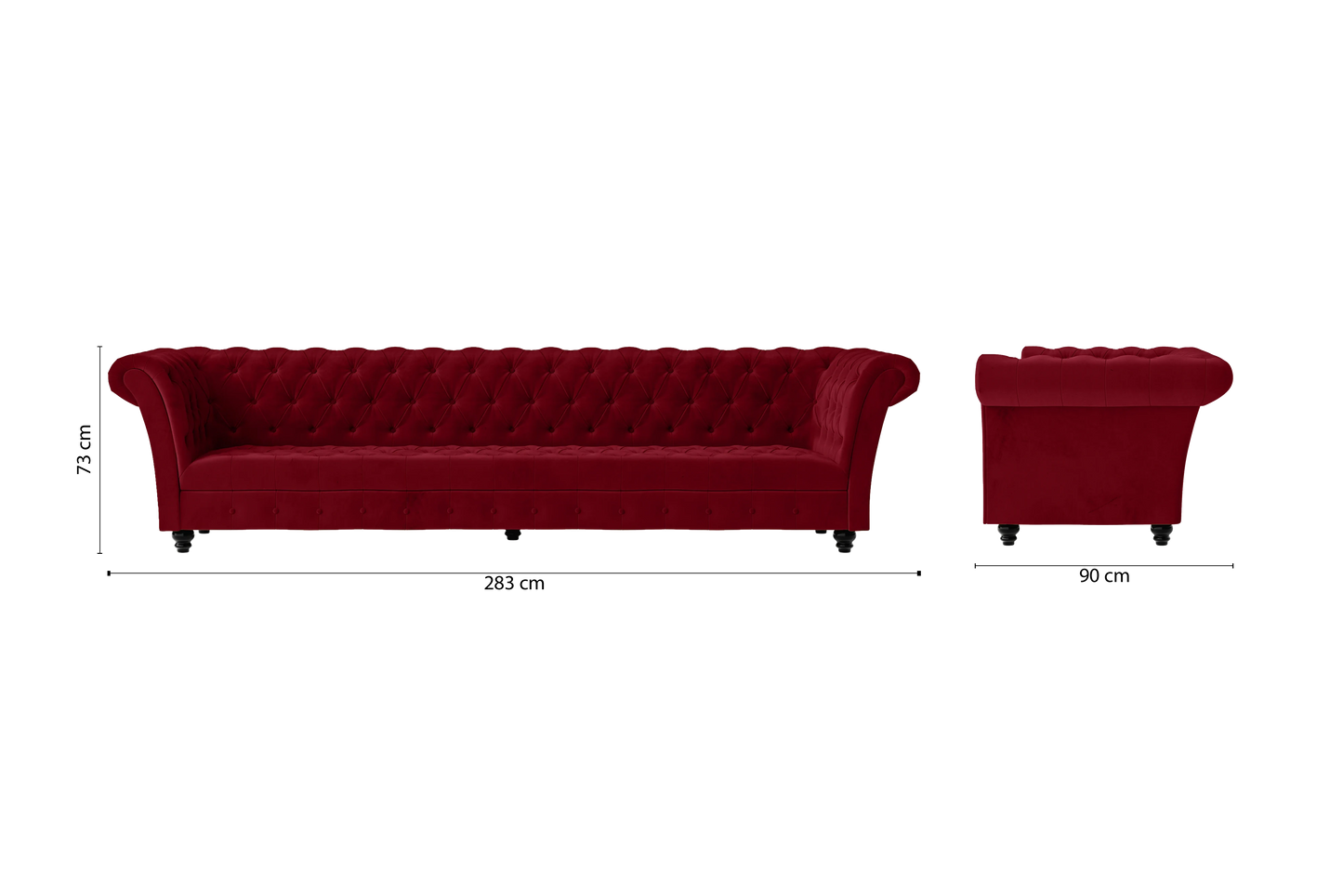 Civita 4 Seater Sofa Red Velvet