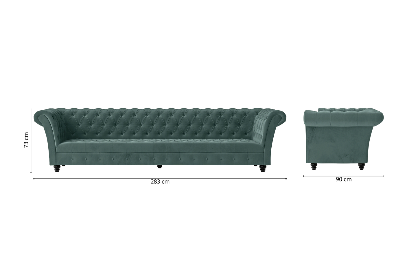 Civita 4 Seater Sofa Teal Velvet