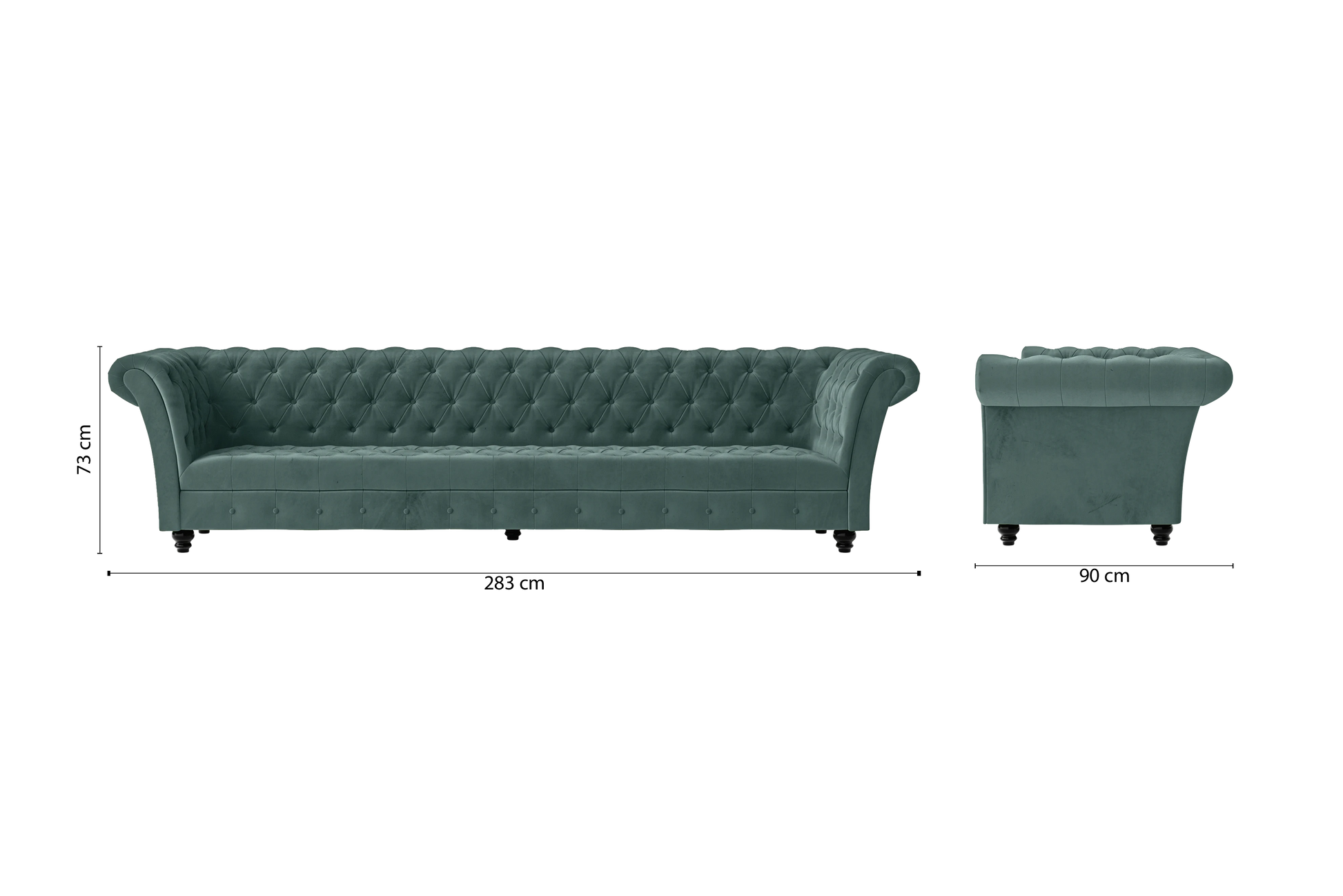 Civita 4 Seater Sofa Teal Velvet