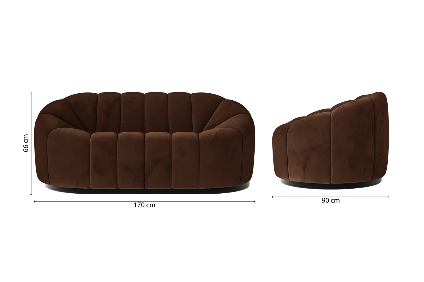 Columbia 2 Seater Sofa Coffee Brown Velvet