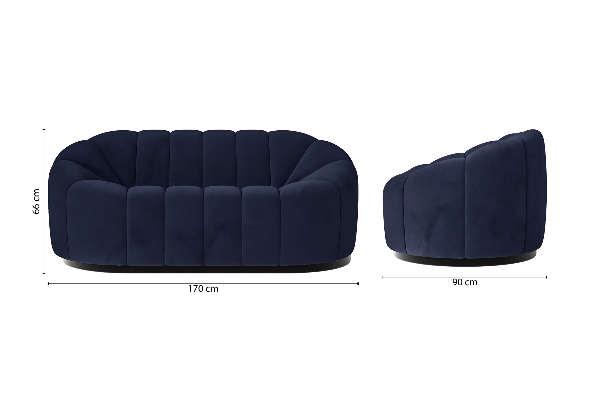 Columbia 2 Seater Sofa Dark Blue Velvet